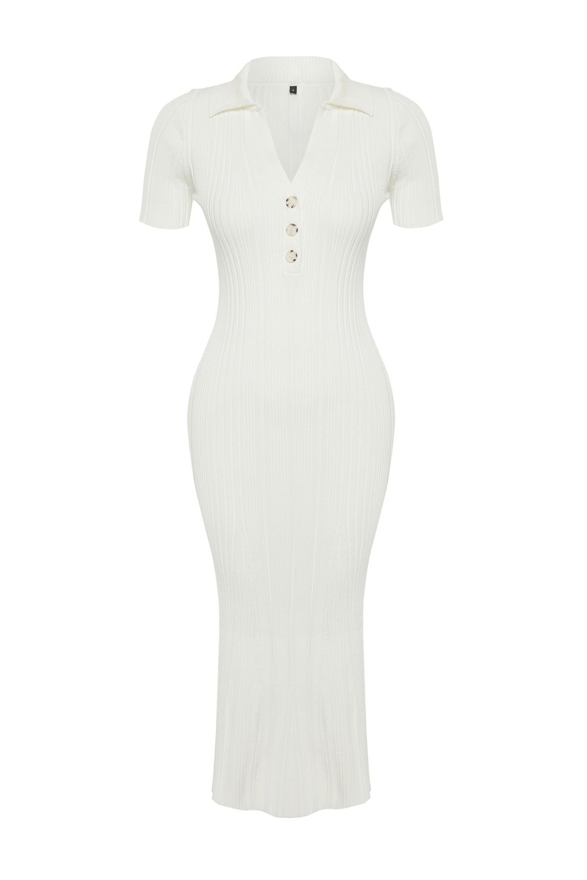 Trendyol Collection-Bone Maxi Polo šaty s výstřihem TWOSS24EL00282 7