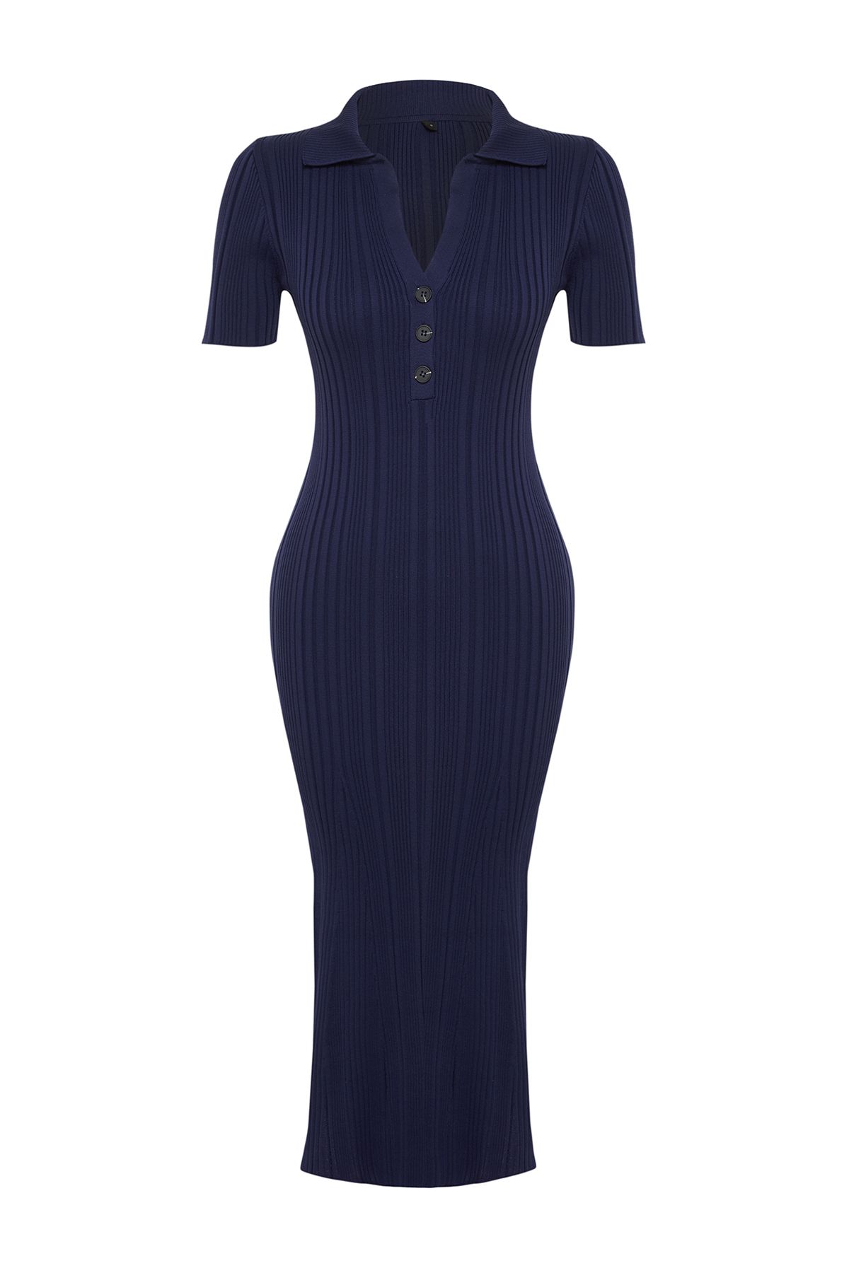 Trendyol Collection-Marineblaues Maxikleid mit Polokragen TWOSS24EL00282 7