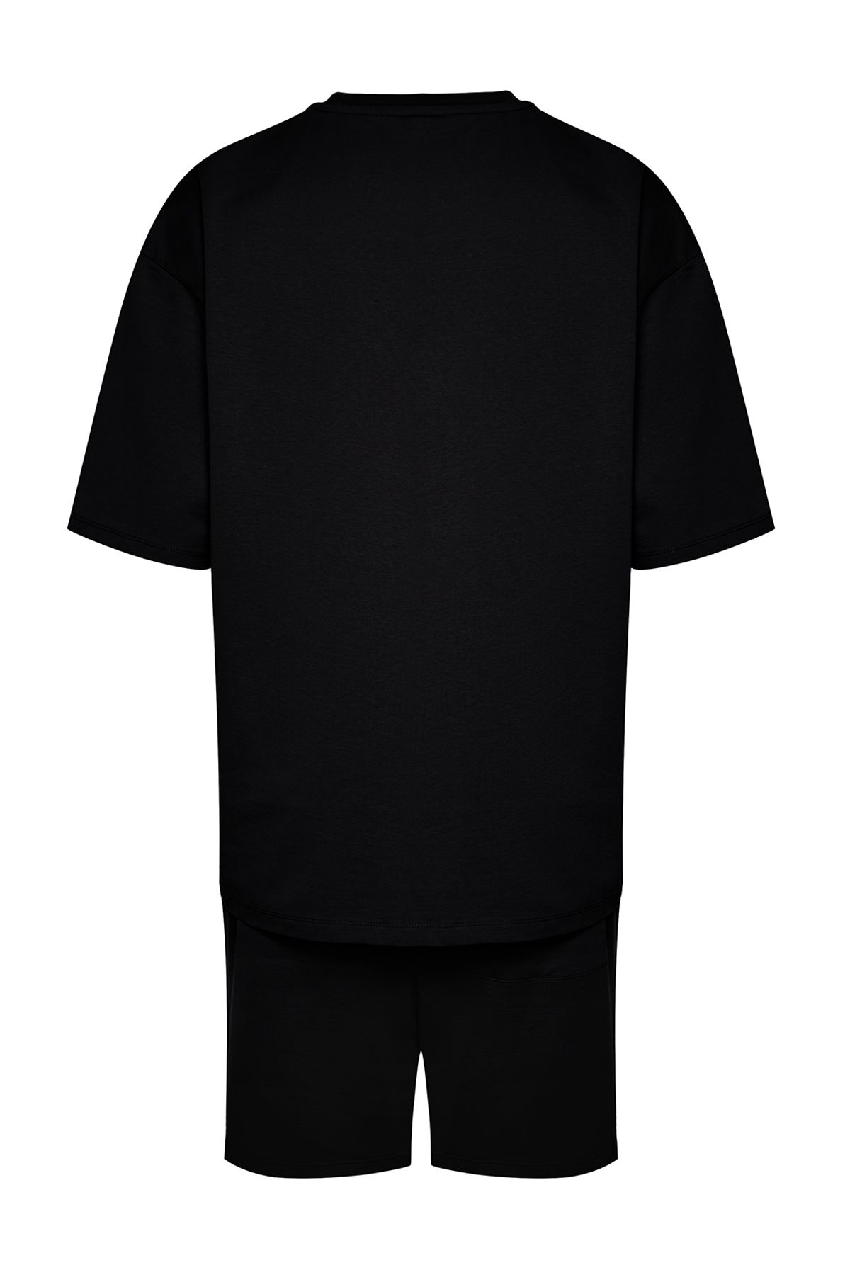 Trendyol Collection-Μαύρο Oversize εμπριμέ σετ αθλητικής φόρμας - 100% βαμβάκι TMNSS24EM00003 9