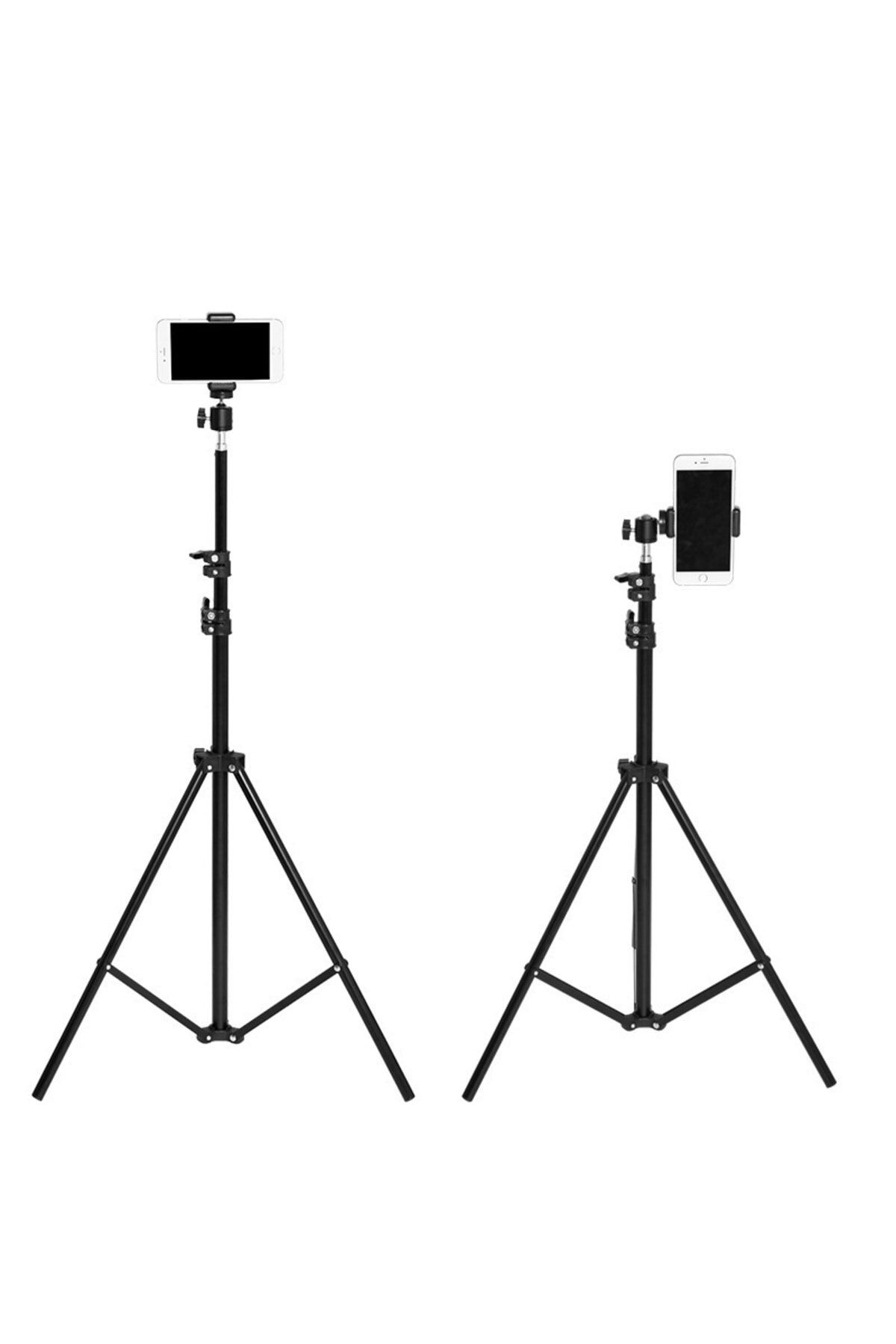 PİNK İTHALAT Bluetooth Kumandalı Tripod 2.1 Metre Metal Stüdyo Lamba Ayağı 360 Döner Başlıklı Telefon Tutucu