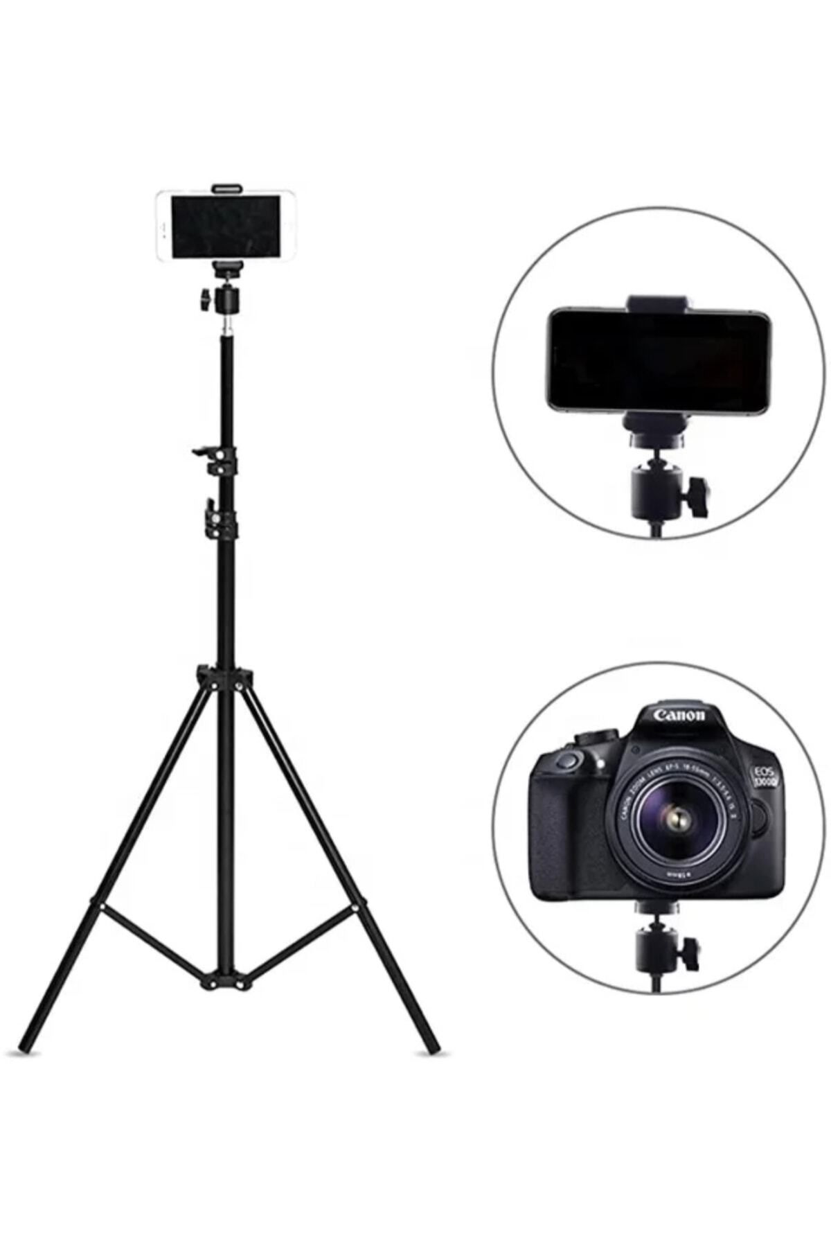 PİNK İTHALAT Bluetooth Kumandalı Tripod 2.1 Metre Metal Stüdyo Lamba Ayağı 360 Döner Başlıklı Telefon Tutucu