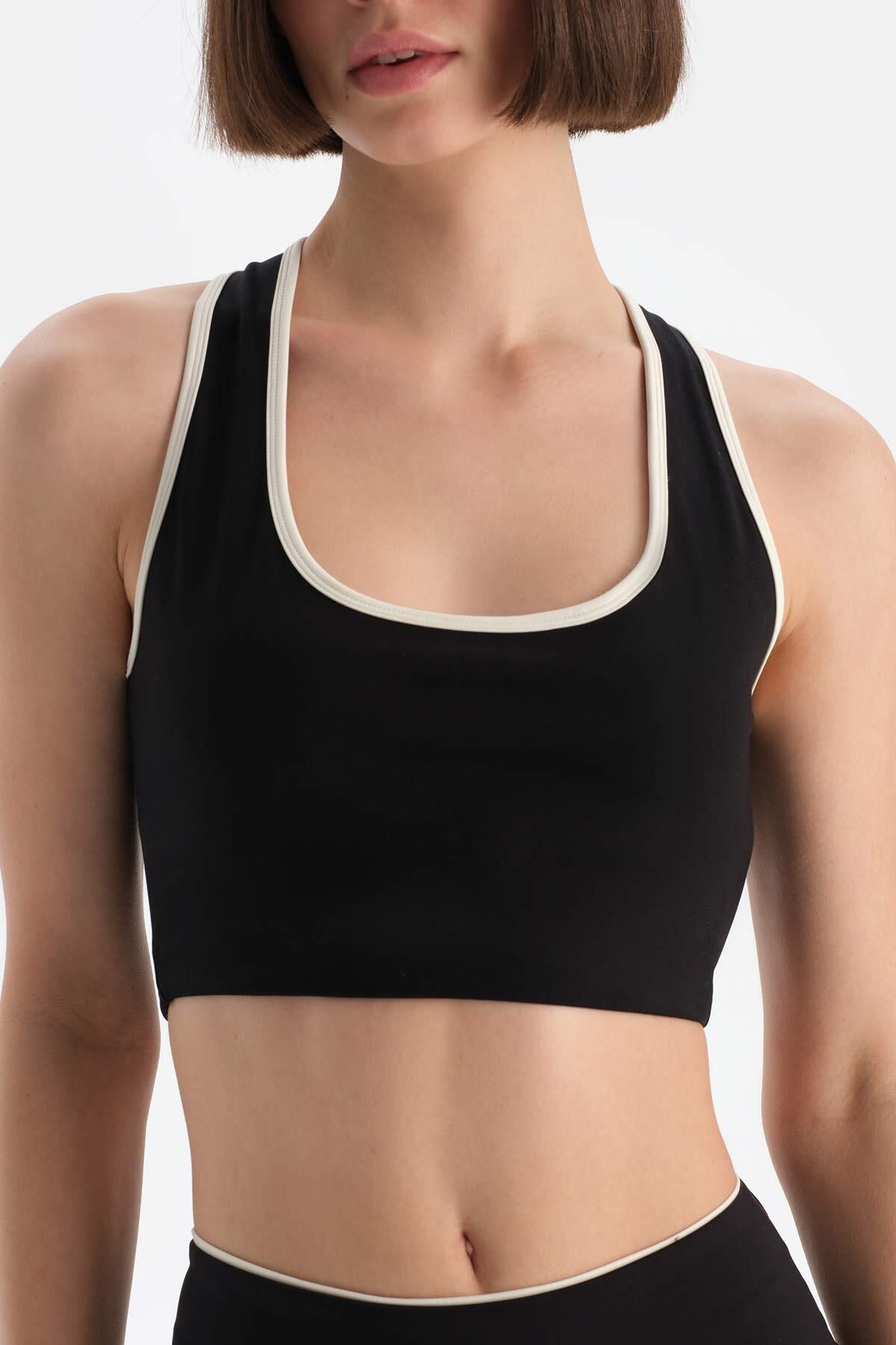 Dagi-Schwarzer Damen-Sport-BH mit Paspeldetail 4