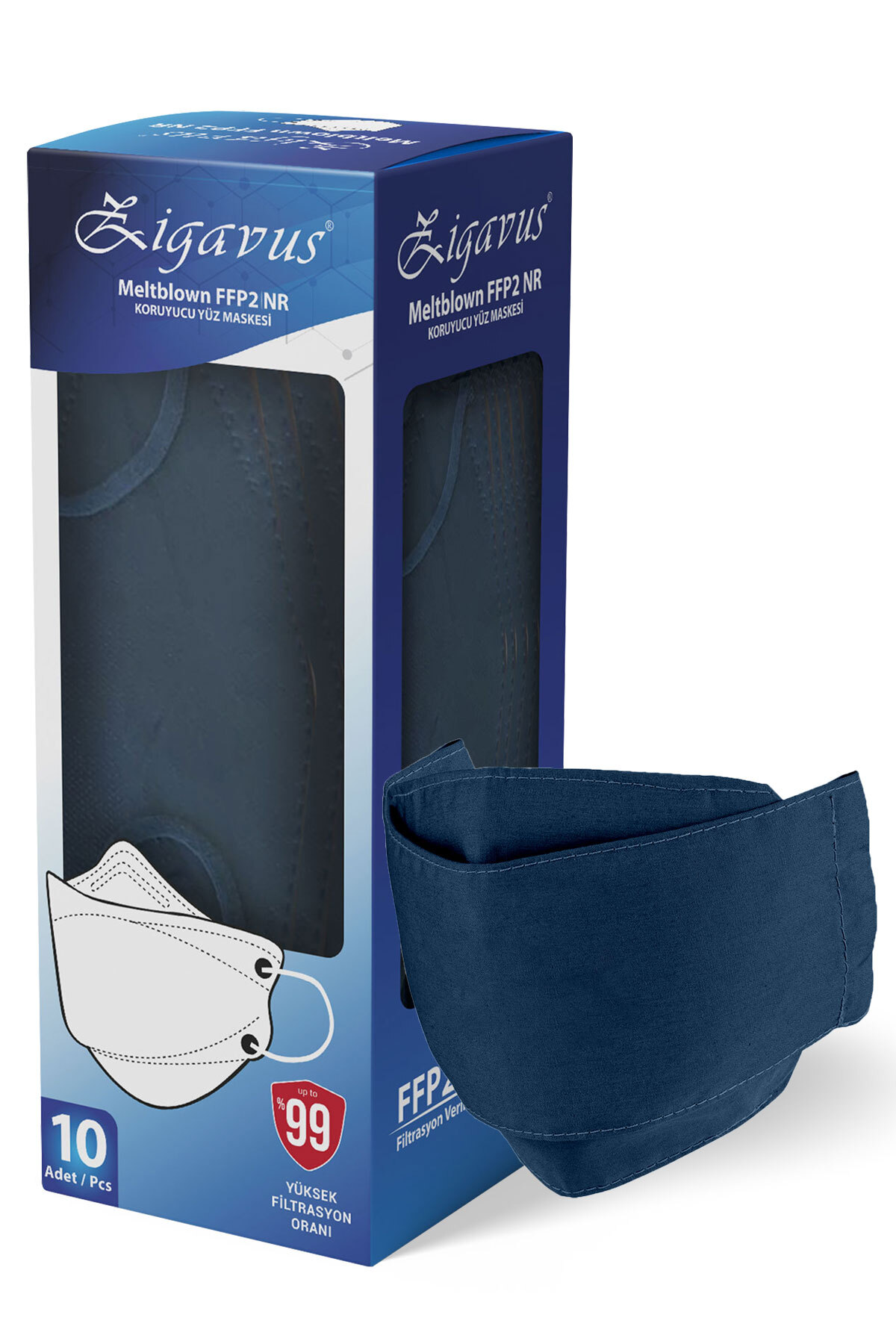 Zigavus Yüksek Filtrasyonlu Kore Tipi F95 Siyah Renk Maske 10 Adet