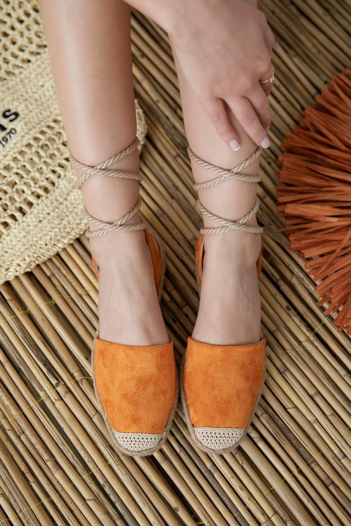 Straswans Espadrilles Orange Flat Trendyol
