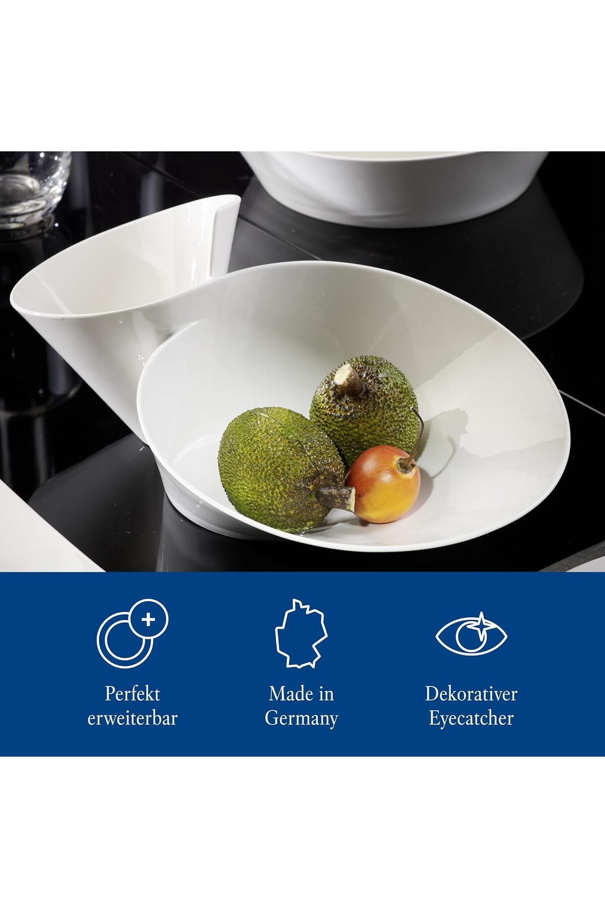 Villeroy & Boch-Newwave Eye Catcher Double Shell Premium Porcelain, 49 x 27 cm, Dishwasher Safe 4