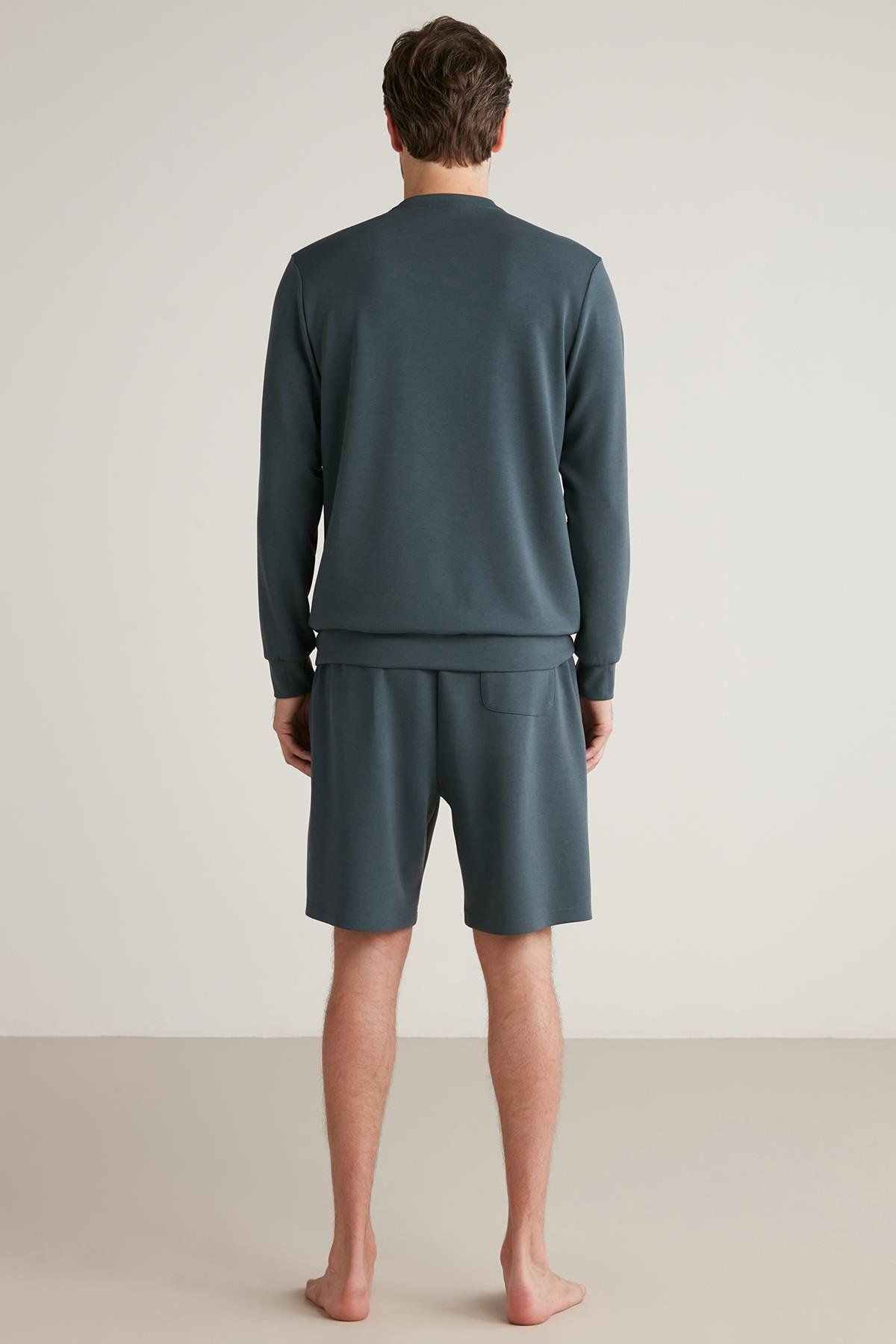 شلوار گرمکن مردانه آبی Penye Mood | FT302 اورجینال - تصویر 4