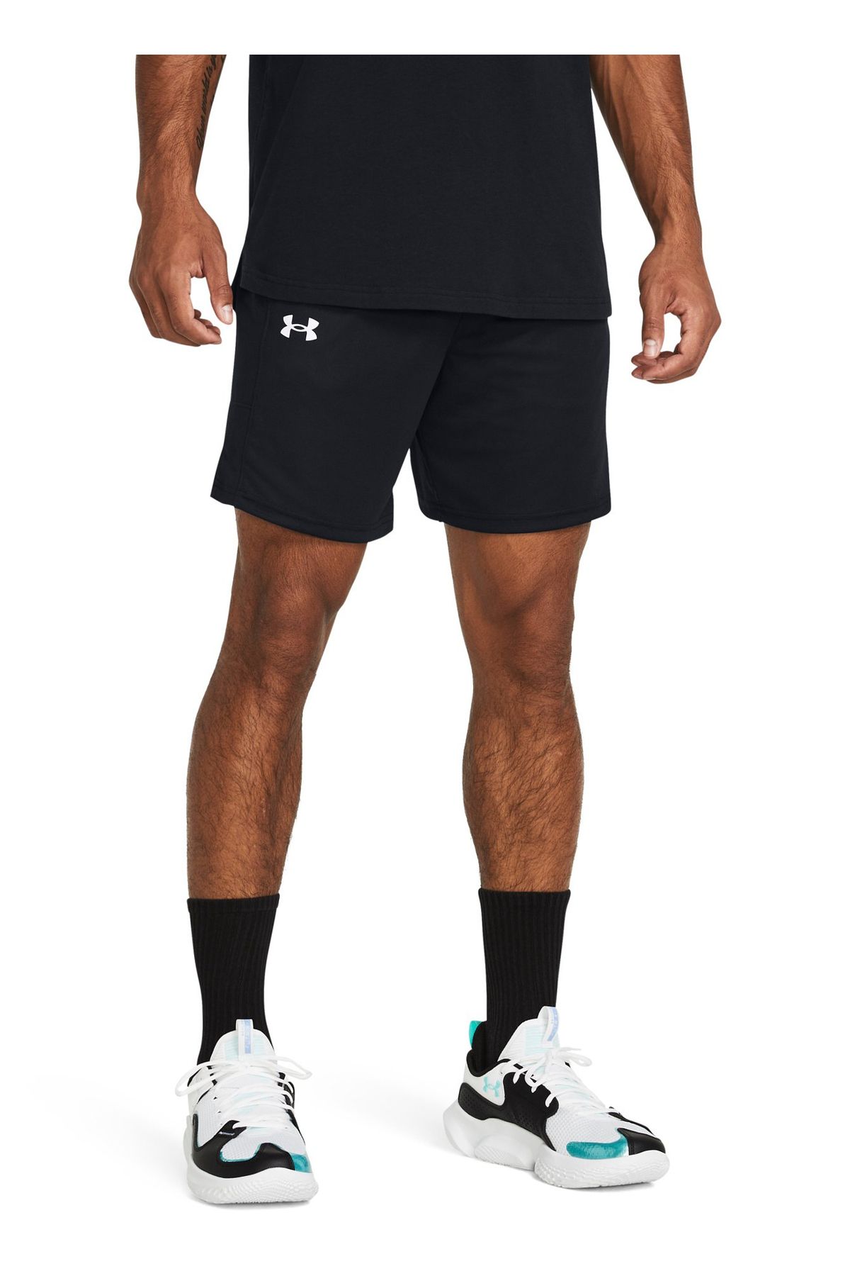 شورت ورزشی مشکی مردانه سیاه پوست تعداد زیادی برش 1383389 001 UA پایه کوتاه Under Armour