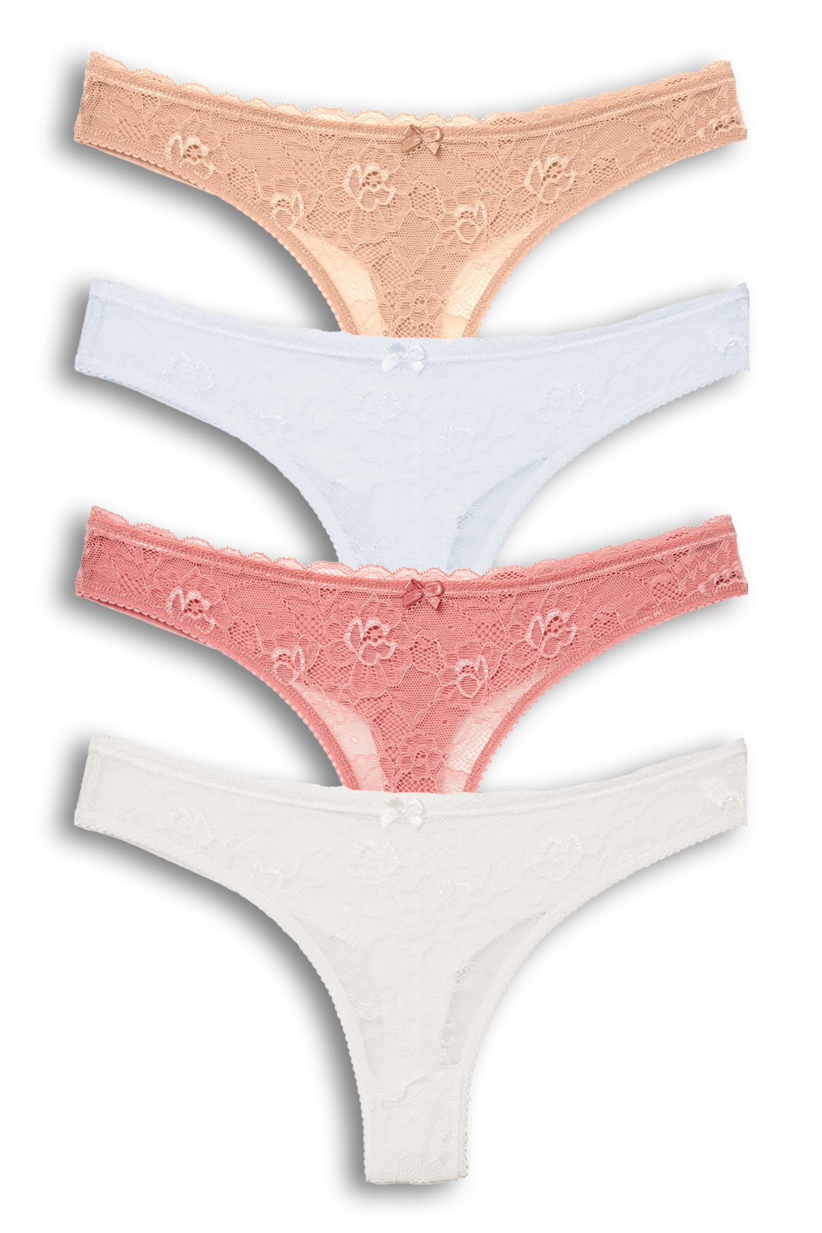 Women's Thong 4-Pack Double-Layer Cotton Lace Front Briefs