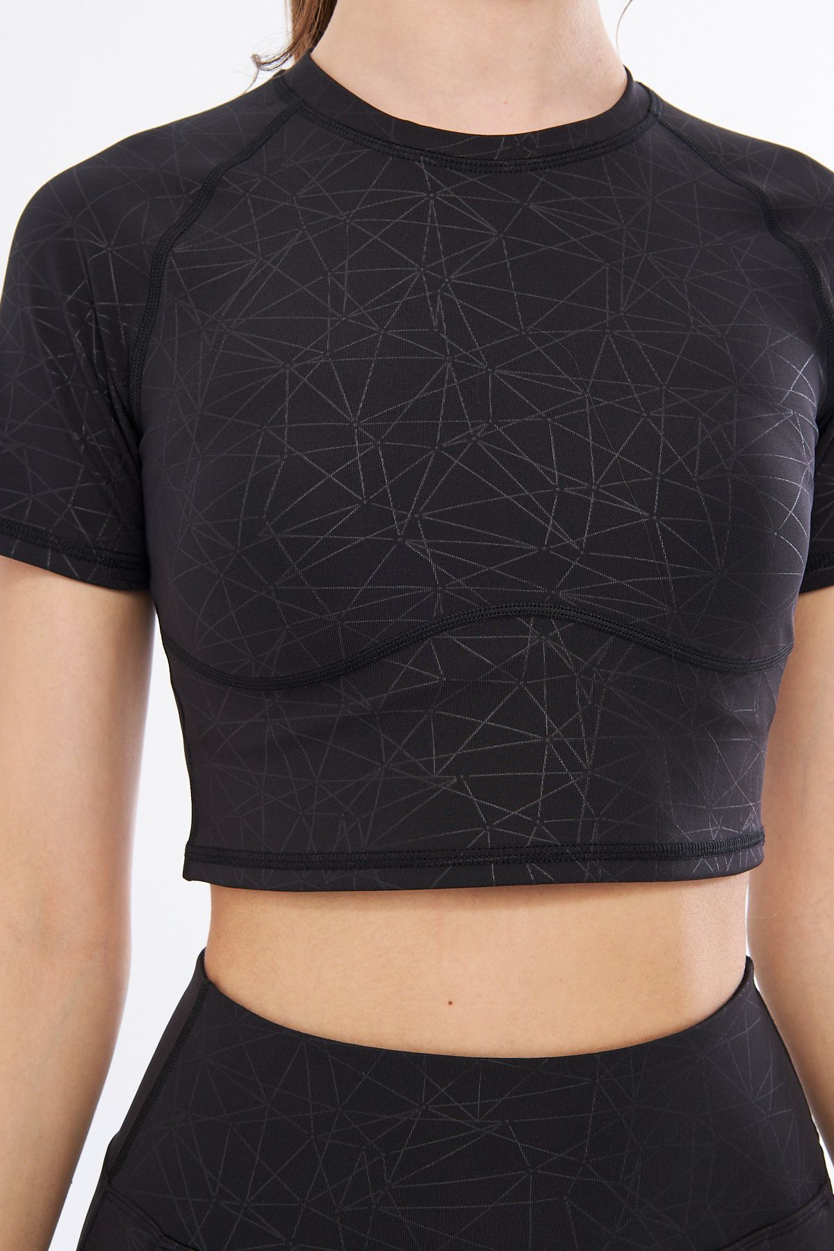 4upower Crop Piele Aspect Triunghi Femeie - M