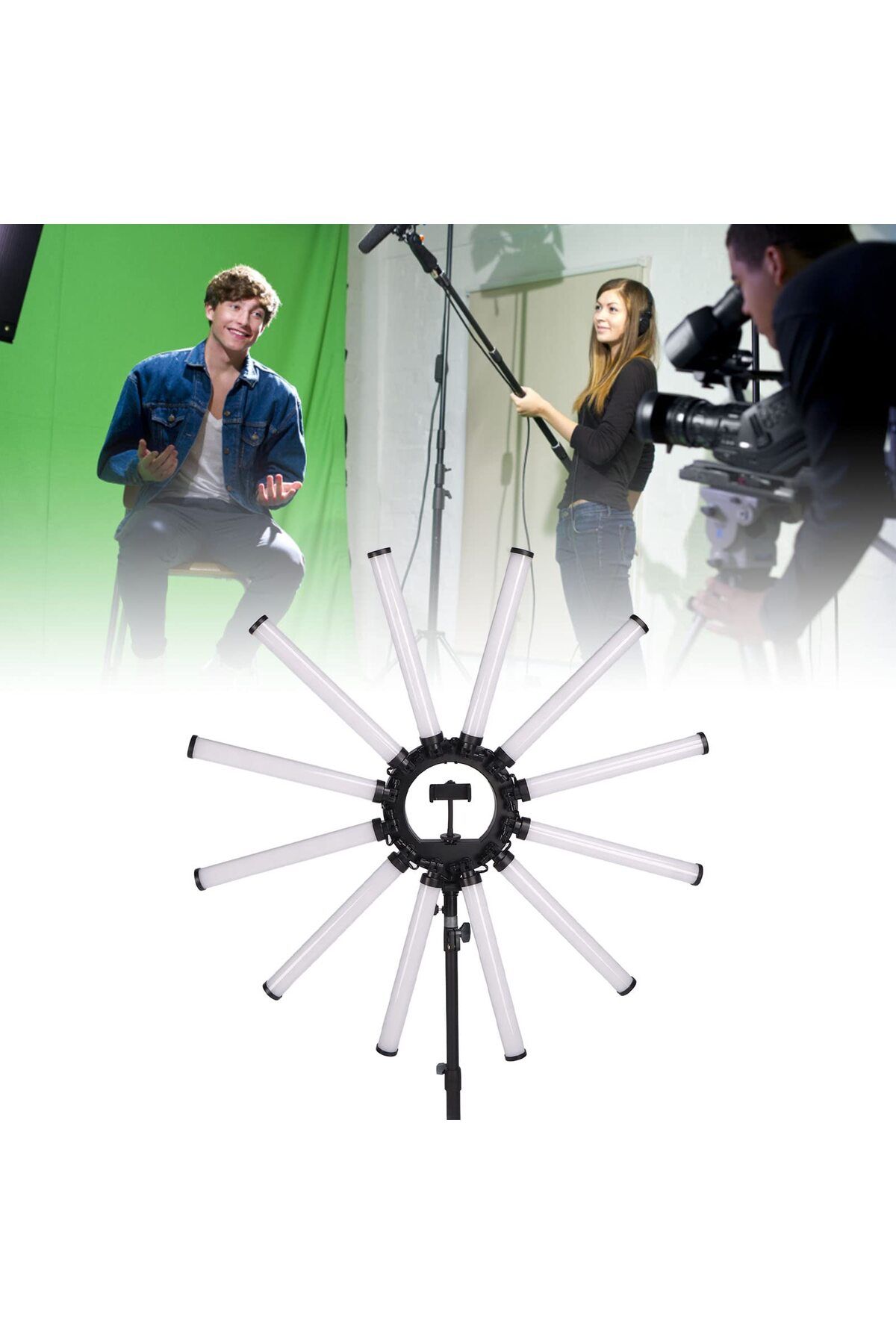 MegaMax 12 Kollu Profesyonel Stüdyo Beauty Tatto İnfluencer Çekim Işığı Led + Tripod