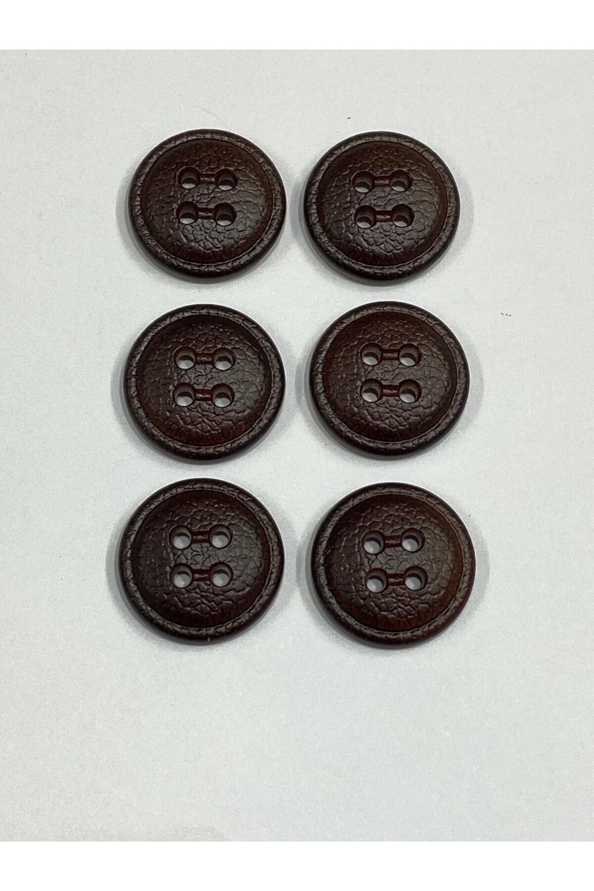 Trench Coat Coat Button / Leather Look / Brown Color Set of 6 2.5 cm