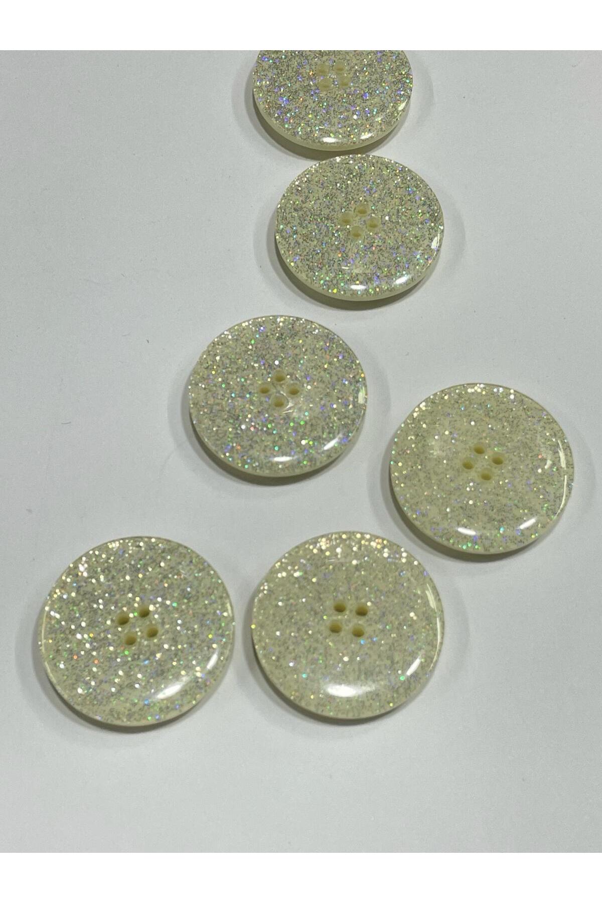 Trench Coat Button / Italian Button / Cream Glitter / Set of 6 / 2.3 cm