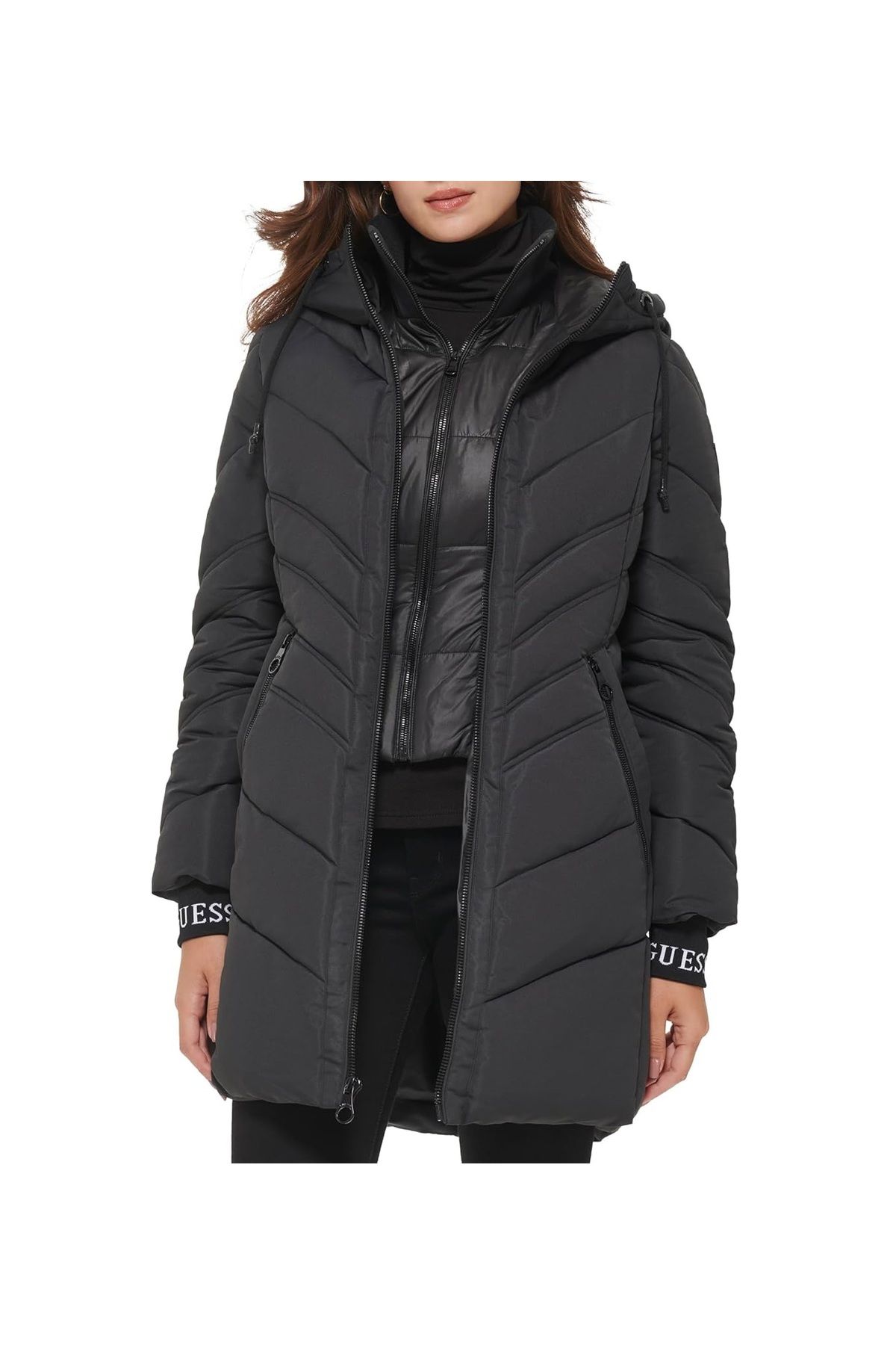 Guess black cheap winter coat