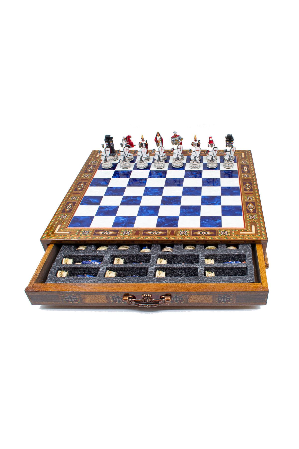 GGS GrandGiftStore-Ottoman and Crusader Chess Set Handcrafted Chessboard and Hand Painted Unique Chess Pieces 1