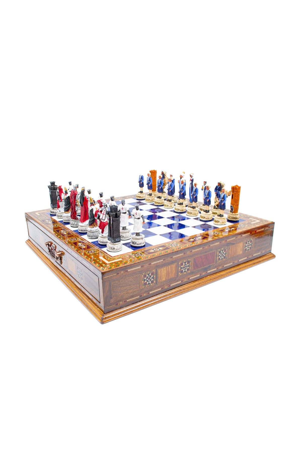 GGS GrandGiftStore-Ottoman and Crusader Chess Set Handcrafted Chessboard and Hand Painted Unique Chess Pieces 5