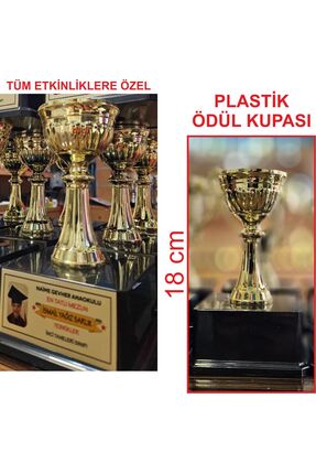 ONEF kişiye özel baskılı ödül kupası hediye isim baskılı plastik 18 cm