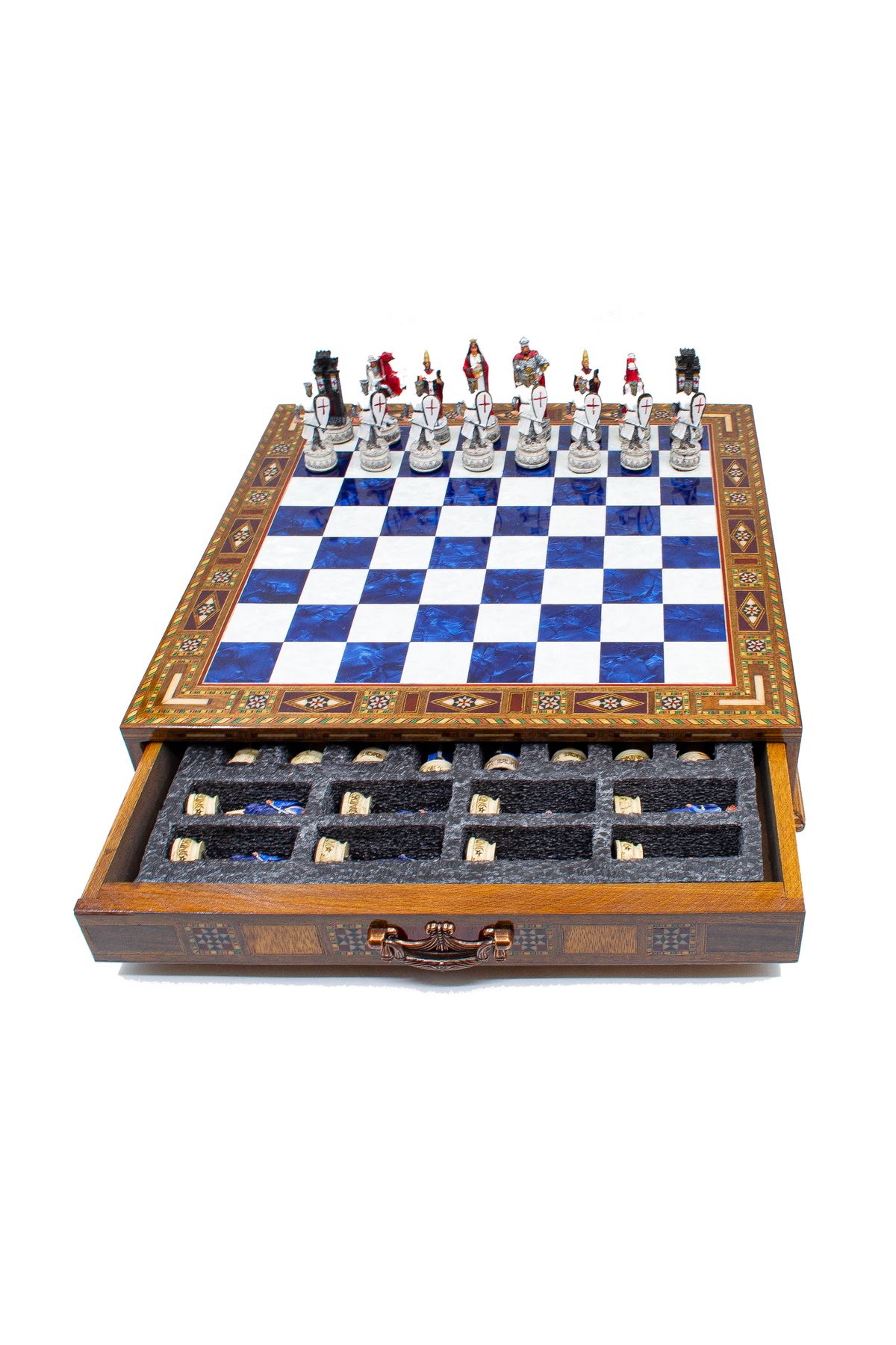 GGS GrandGiftStore-Ottoman and Crusader Chess Set Handcrafted Chessboard and Hand Painted Unique Chess Pieces 7