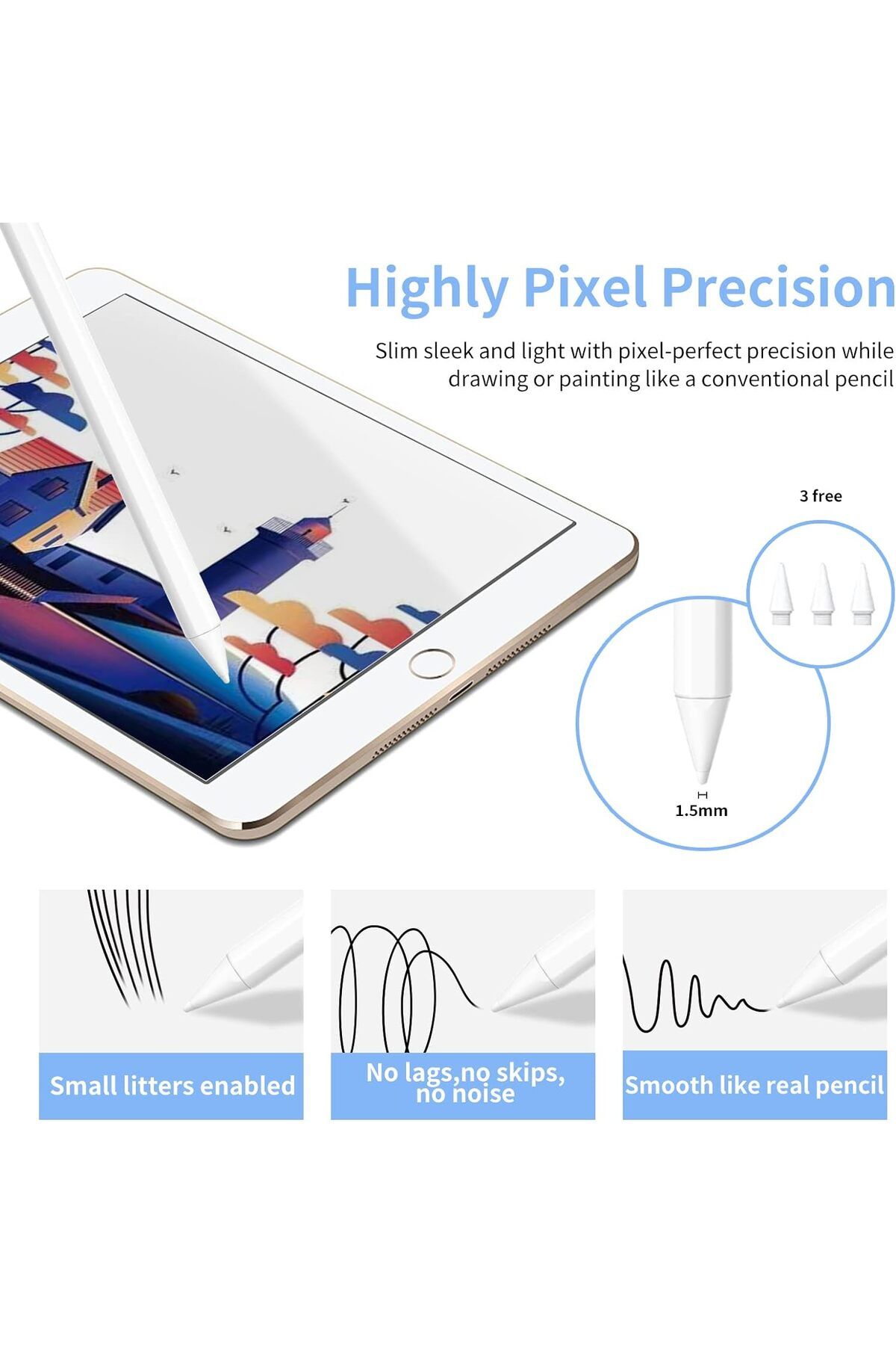bravesons-قلم ستايلس غير قابل للاكتشاف متوافق مع iPad 10.2 2021 (الجيل التاسع) (يتضمن 3 أطراف احتياطية) 6