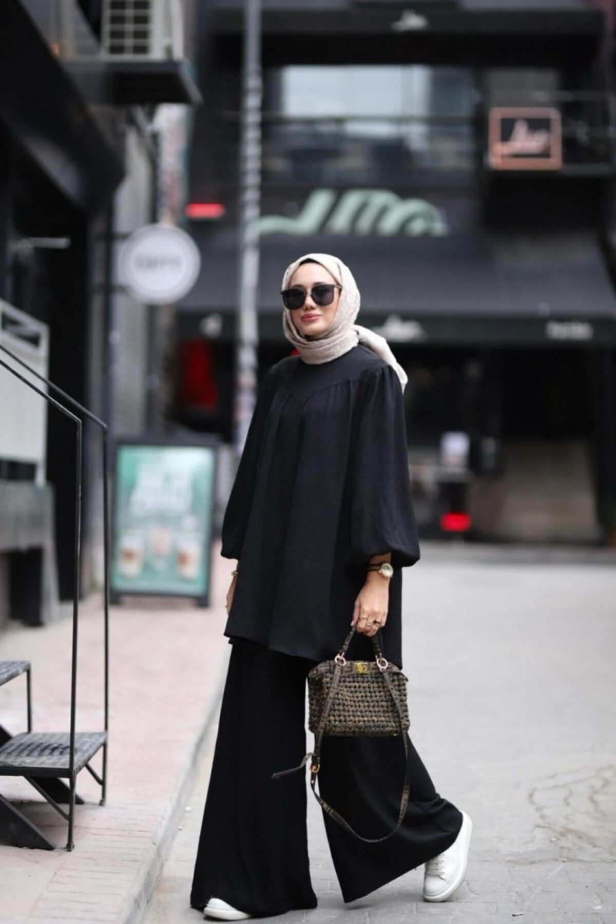 NS Moda-Hijab Candy Tunic Trousers Set Black Model-510 4