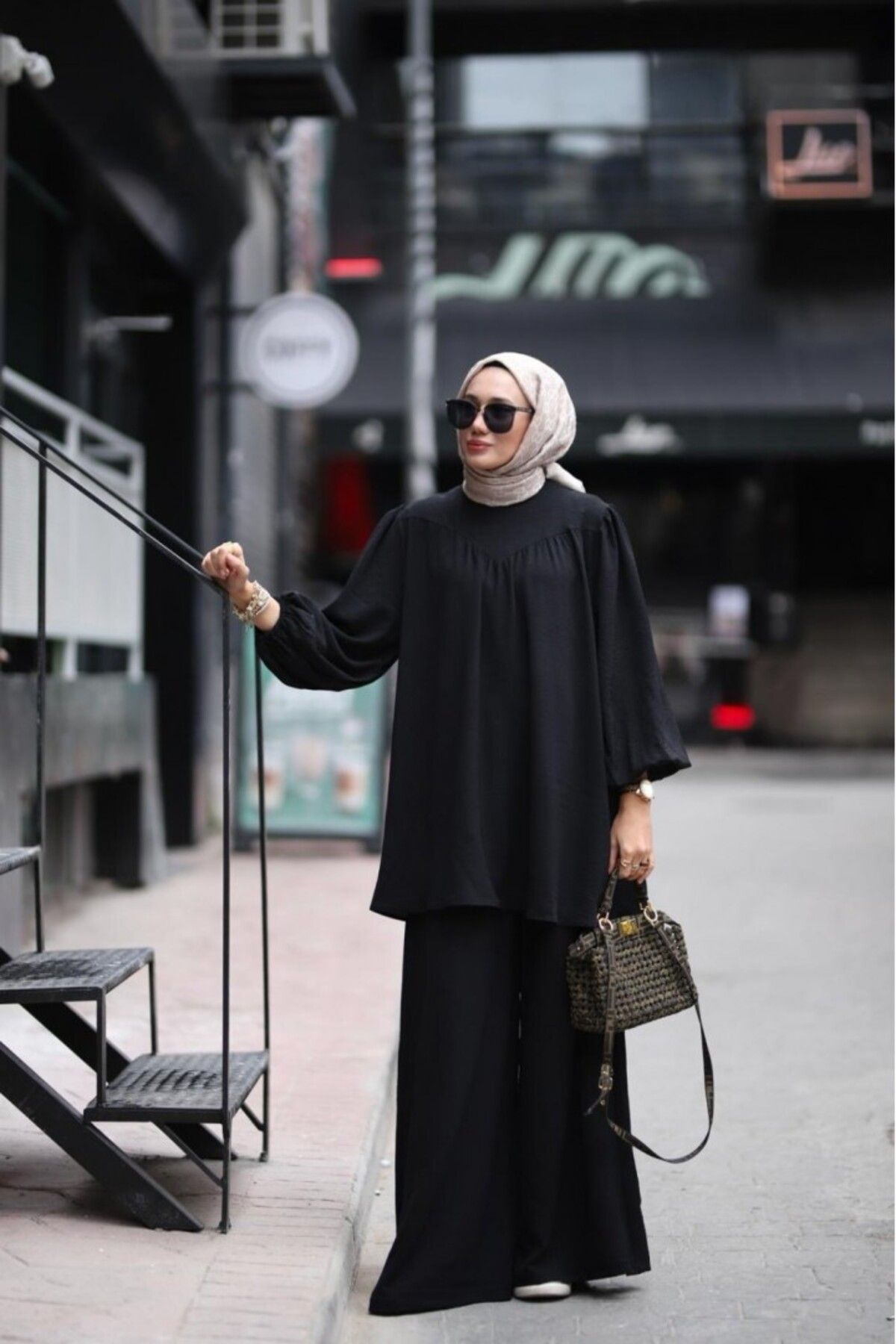 NS Moda-Hijab Candy Tunic Trousers Set Black Model-510 1