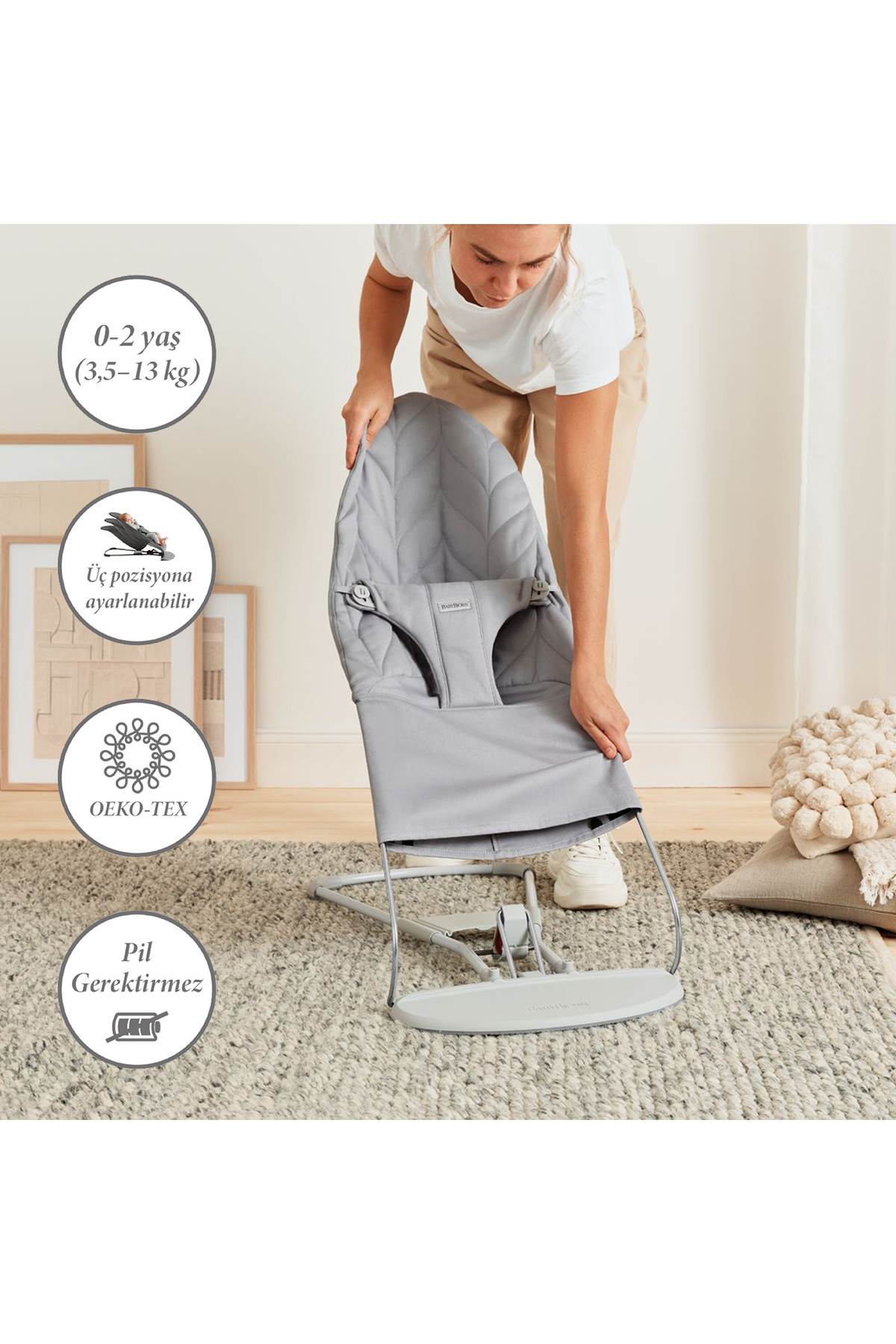 BabyBjörn Pastel Oyuncaklı Bliss Ana Kucağı Petal Woven Grey fotoğrafı 2 (önizleme)