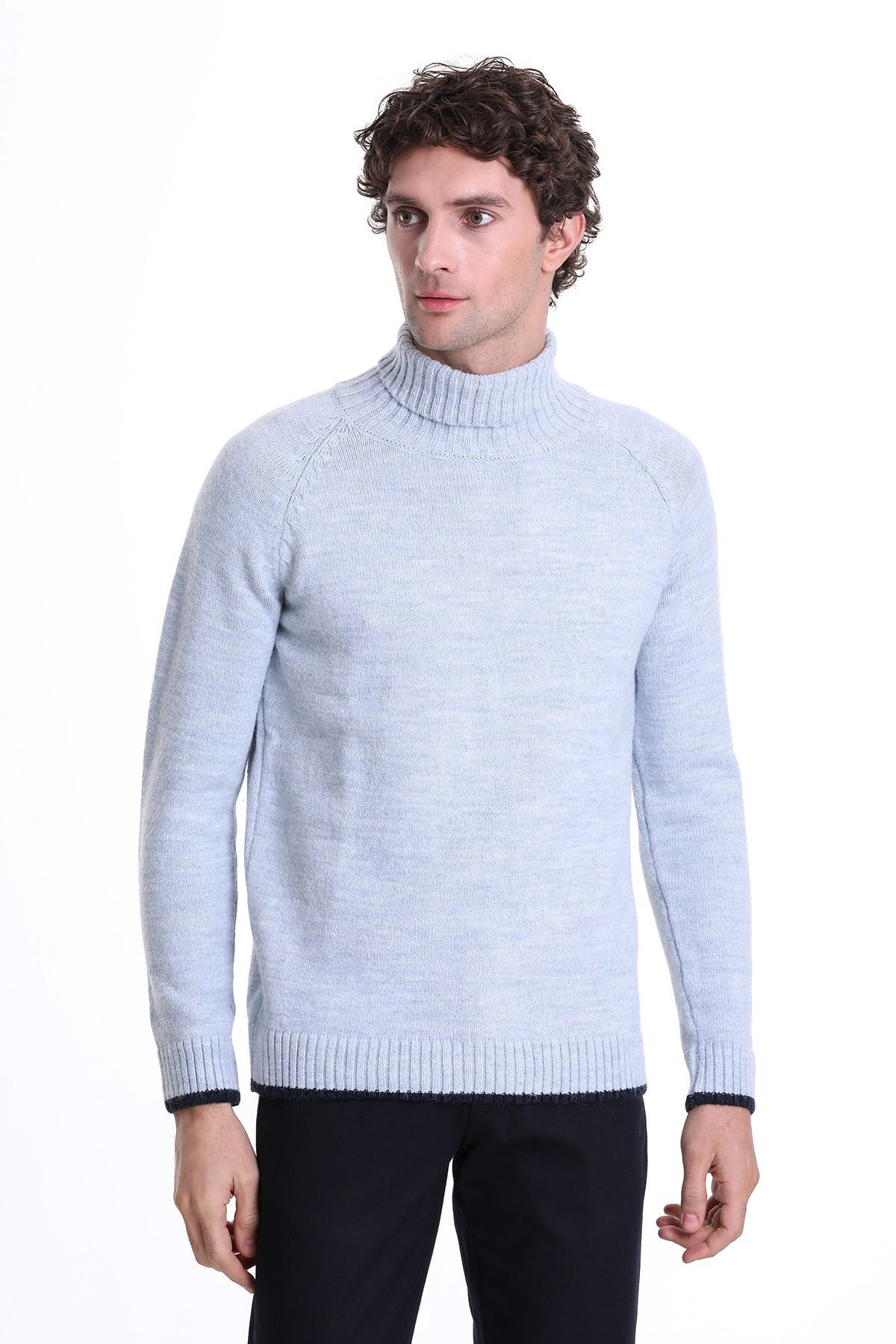 بافت و پلیور مردانه آبی Hatemoğlu | 34233023A001 اورجینال - تصویر 4
