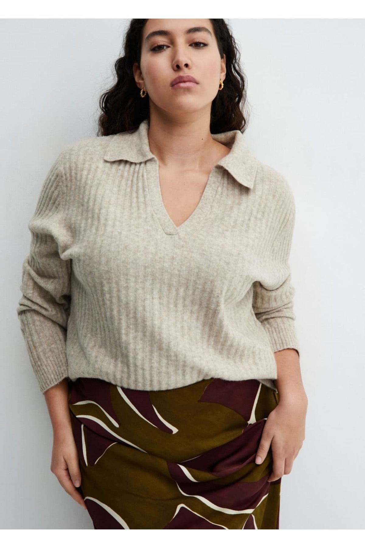 MANGO Woman-Patterned midi skirt 7