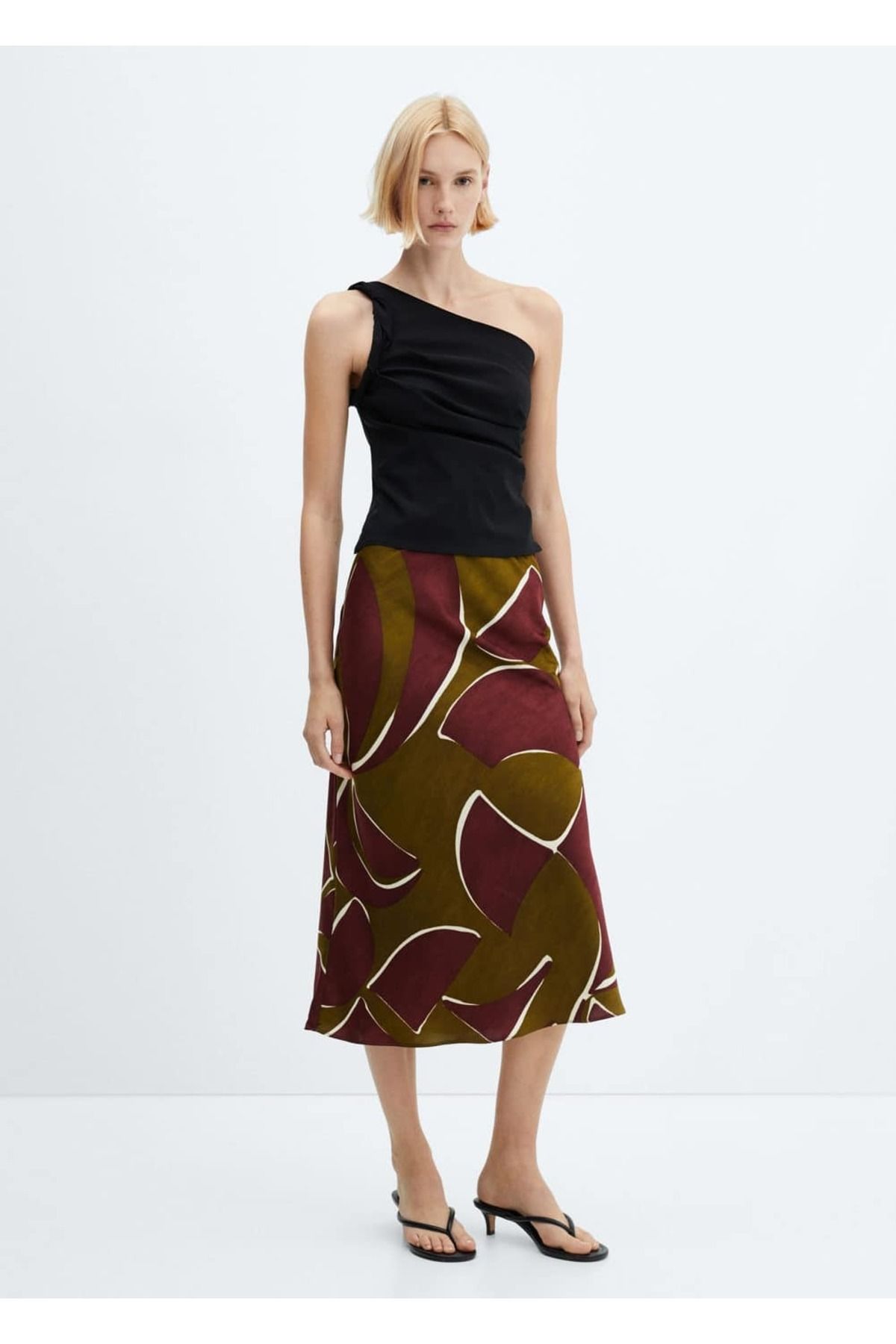 MANGO Woman-Patterned midi skirt 2