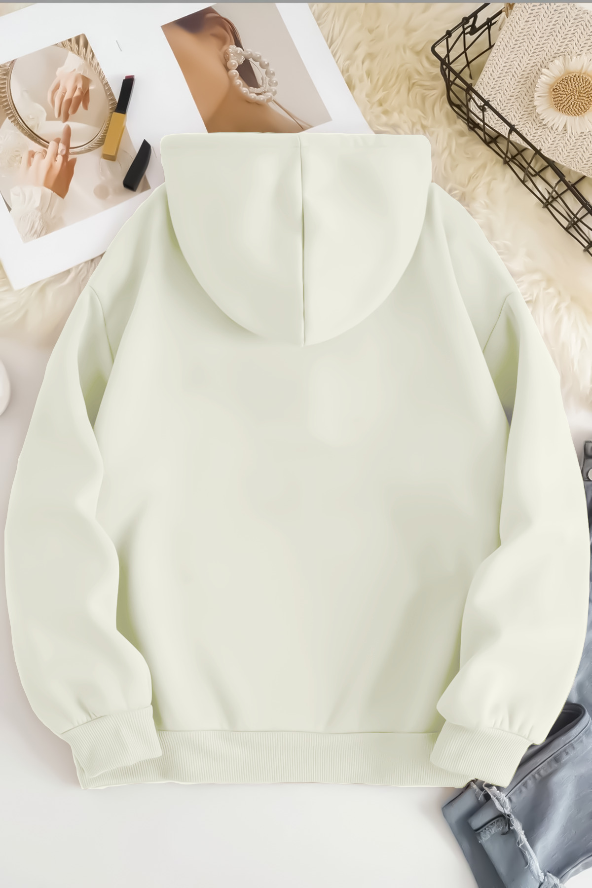 mw memowear  Unisex 2ip Şardonlu The Travel 1997 Baskılı Ekru Sweatshirt - Görsel 2