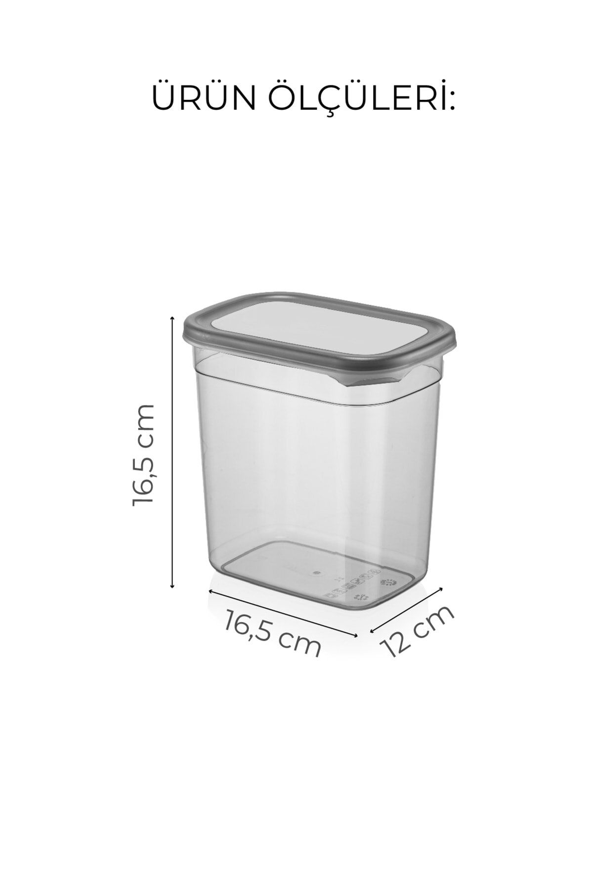 Vienev-Set of 12 Peggy Rectangular Storage Container with White Screen Printing Label 2 Liters Anthracite 8