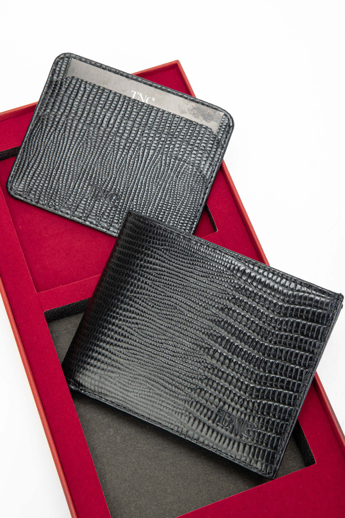 تامر تانجا جعبه ست مشکی چرم اصل مردانه