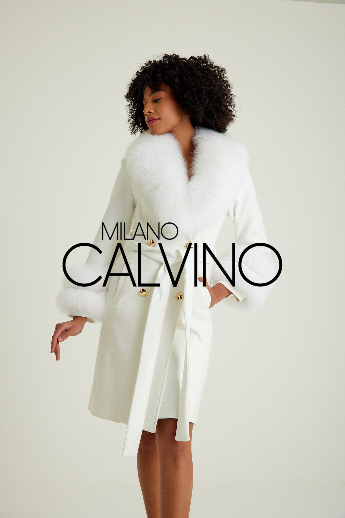Milano Calvino  Kaşmir Palto (Beyaz) - Görsel 5