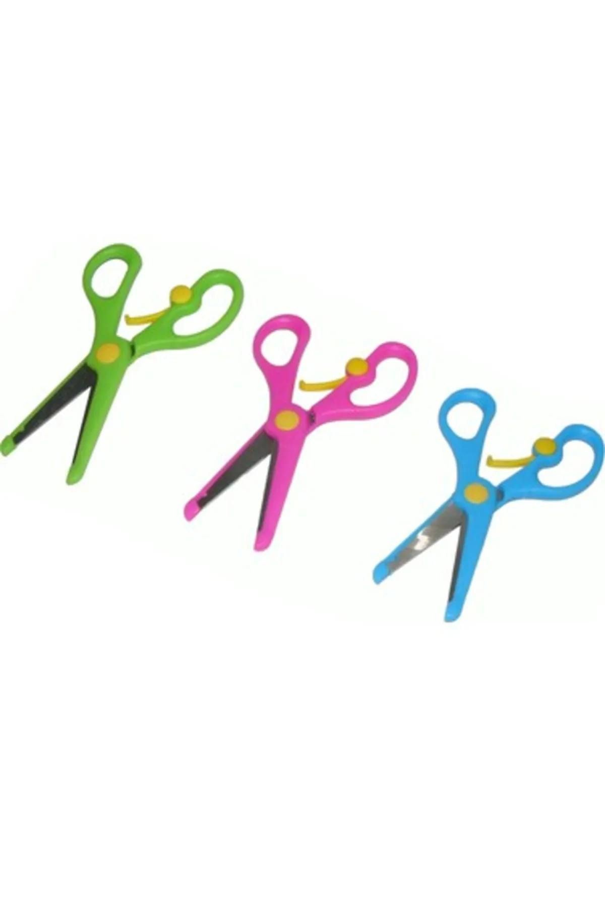 NaSaDAN-1 Piece Children's Scissors Blunt Tip Spring Loaded Plastic Protected School Scissors 2