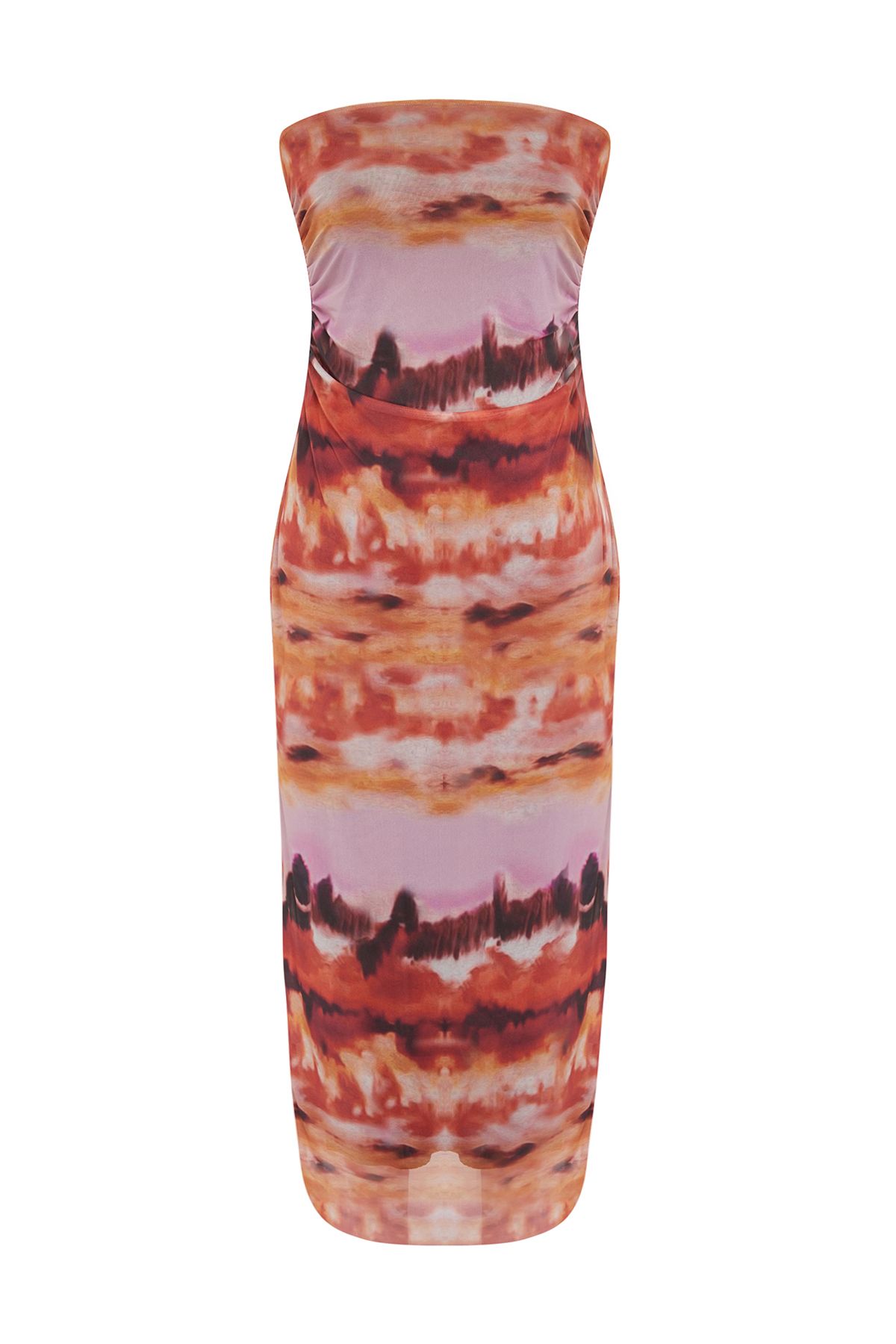 Trendyol Collection-Stretchy Maxi length Pencil Dress - Multicolor and Drawstring Pattern TWOSS24EL00081 7