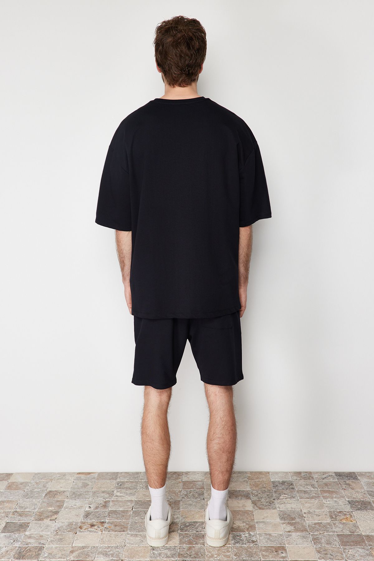 Trendyol Collection-Μαύρο Oversize εμπριμέ σετ αθλητικής φόρμας - 100% βαμβάκι TMNSS24EM00003 7