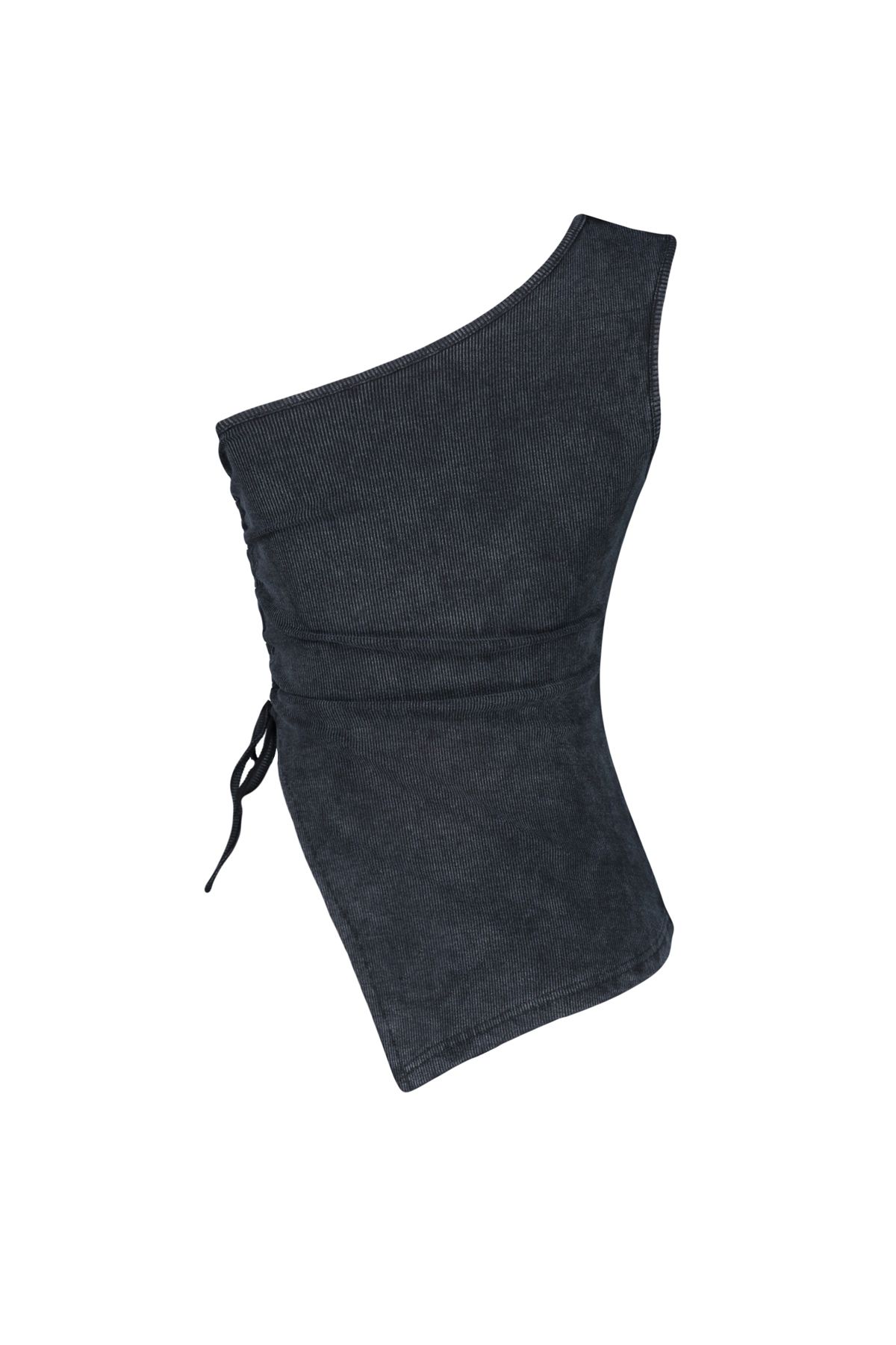 Trendyol Collection-Schwarze, figurbetonte Stretch-Strickbluse aus Cord-Baumwolle mit Vintage-/verblasstem Effekt TWOSS24BZ00298 7