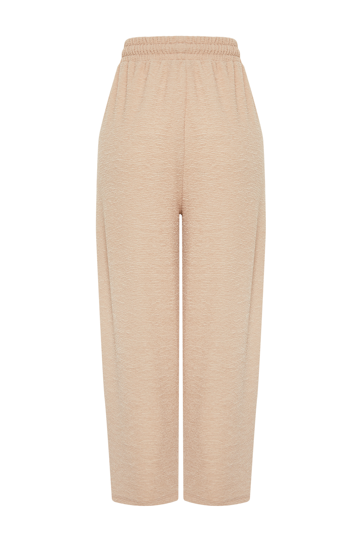 Trendyolmilla  Bej Dokulu Bürümcük Havuç/Şalvar Kesim Örme Pantolon TWOSS24PL00098 - Görsel 8