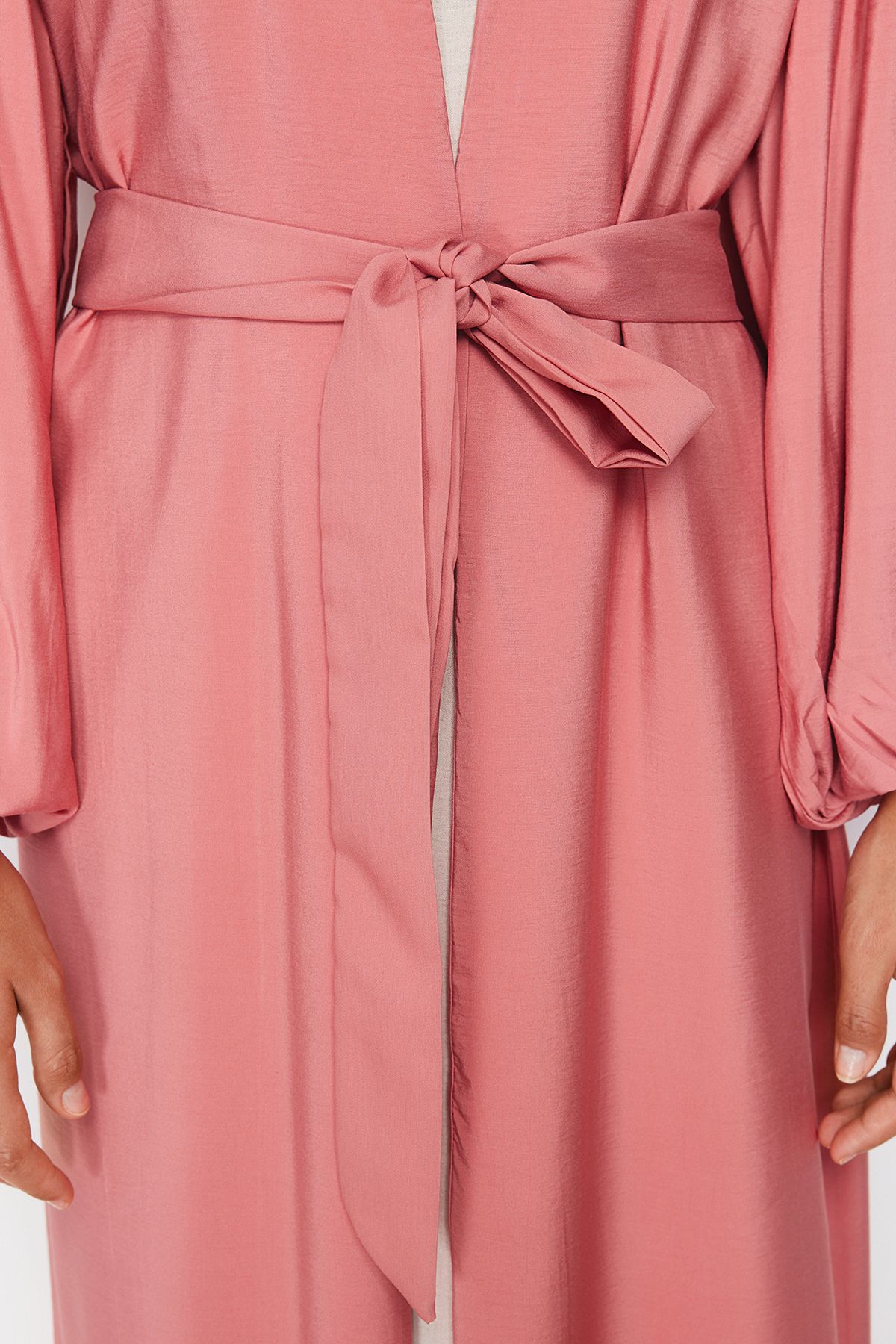 Trendyol Modest-Αποξηραμένο τριαντάφυλλο με μακρύ υφαντό καπάκι &amp; Ferace &amp; Abaya TCTSS24KF00001 5
