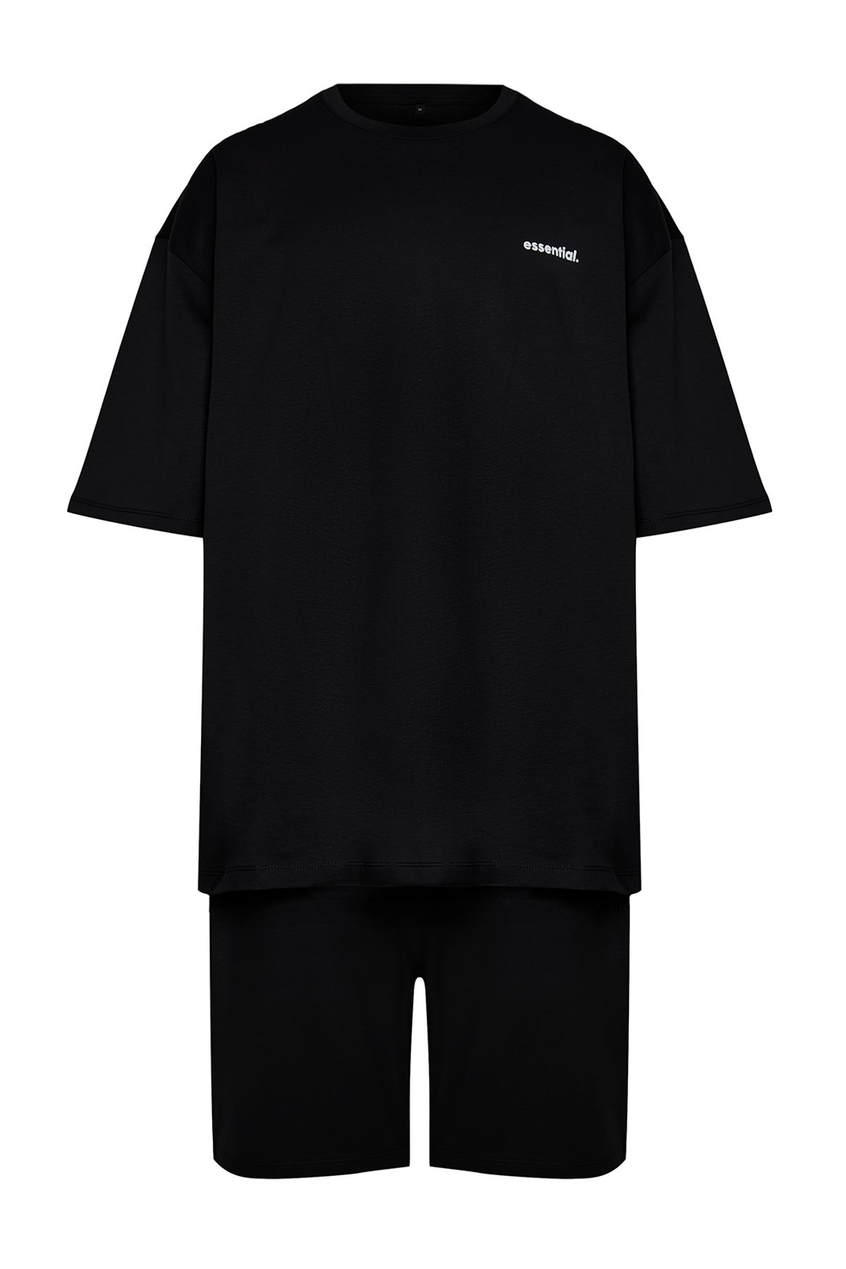 Trendyol Collection-Μαύρο Oversize εμπριμέ σετ αθλητικής φόρμας - 100% βαμβάκι TMNSS24EM00003 8