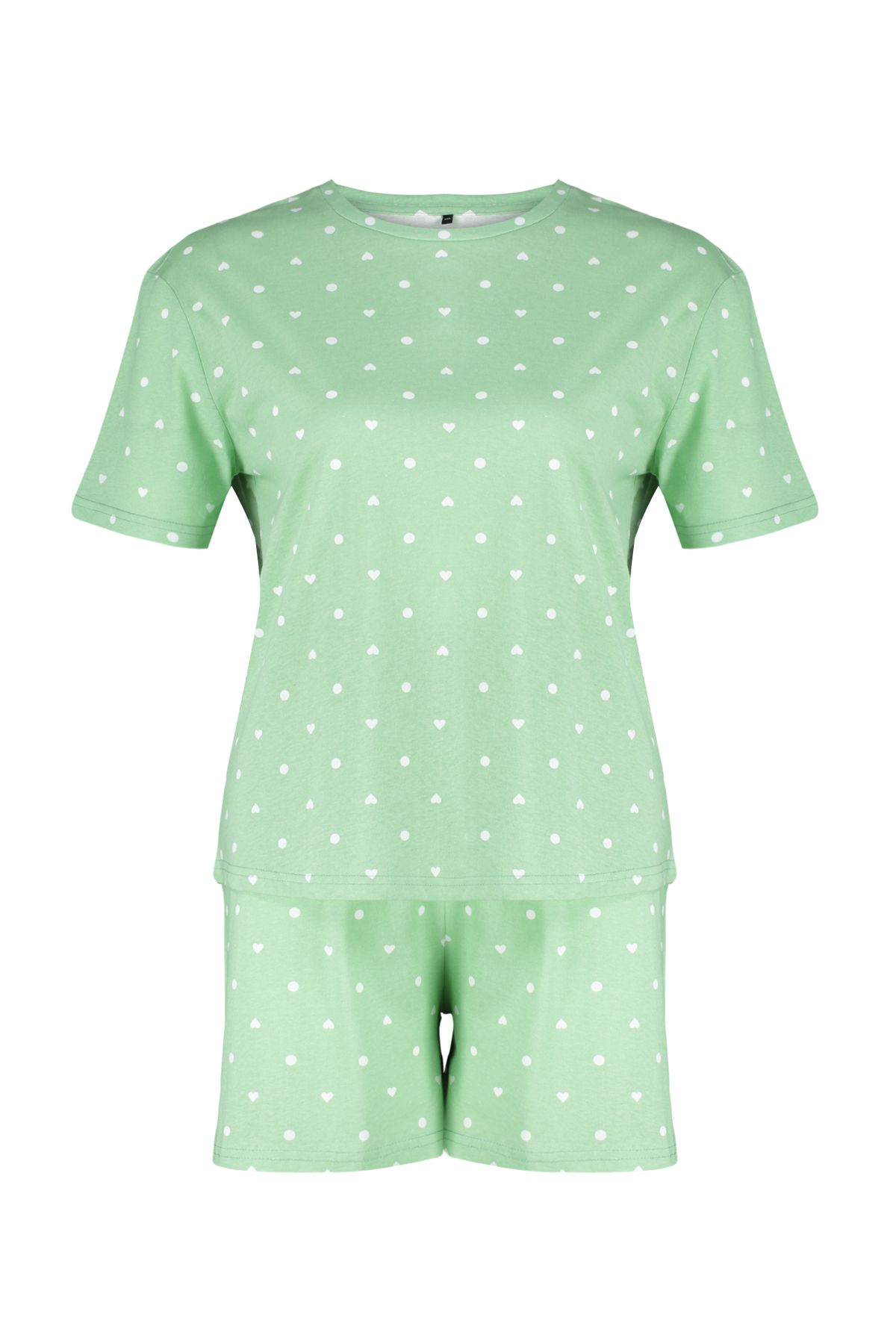 Trendyol Curve-Gestricktes Pyjama-Set mit Herzmuster in Mintgrün TBBSS24AI00025 7