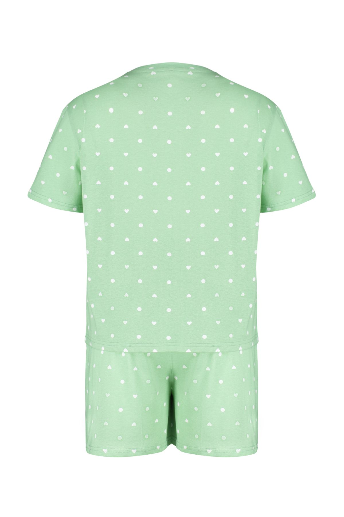 Trendyol Curve-Gestricktes Pyjama-Set mit Herzmuster in Mintgrün TBBSS24AI00025 8