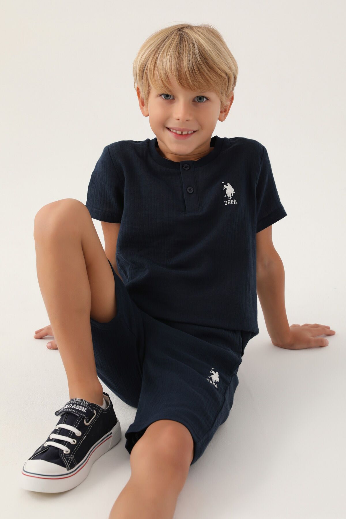 کت و شلوار برمودا آبی سرمه ای پسرانه U.S. Polo Assn.