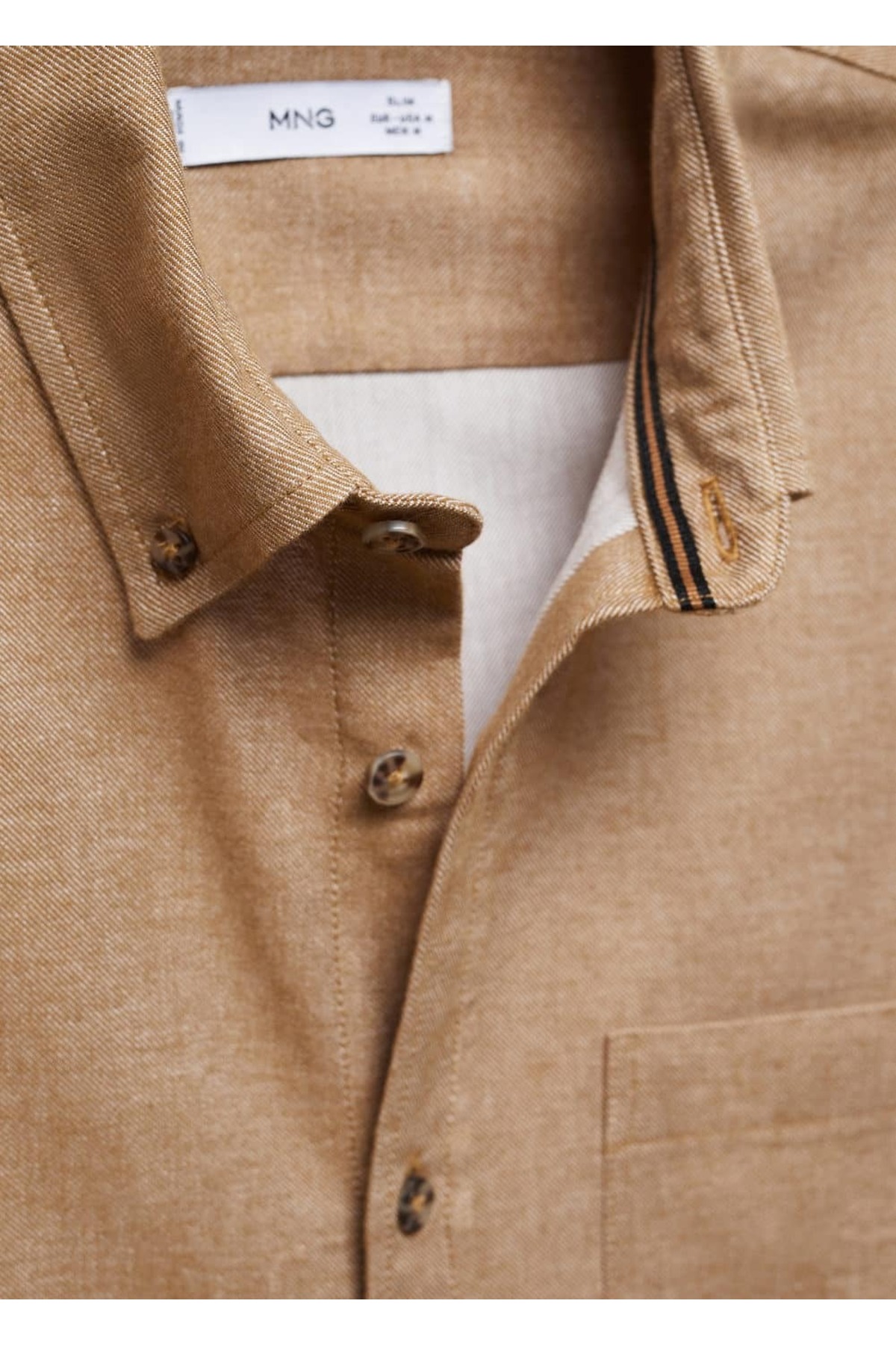 پیراهن مردانه قهوه ای منگوMANGO Man | 57095949 اورجینال - تصویر 5