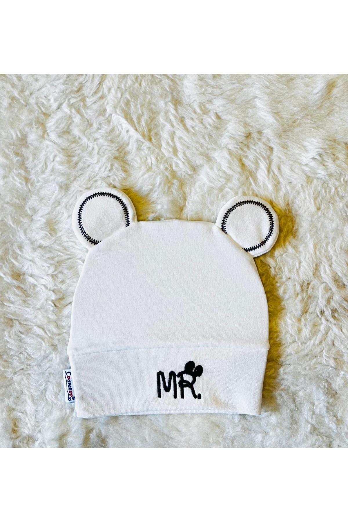anne dokunuşu gibi KUZUM BEBE 2’'li Siyah-Beyaz Mr Yazılı Erkek Bebek Çocuk Penye Şapka Bere fotoğrafı 3 (önizleme)