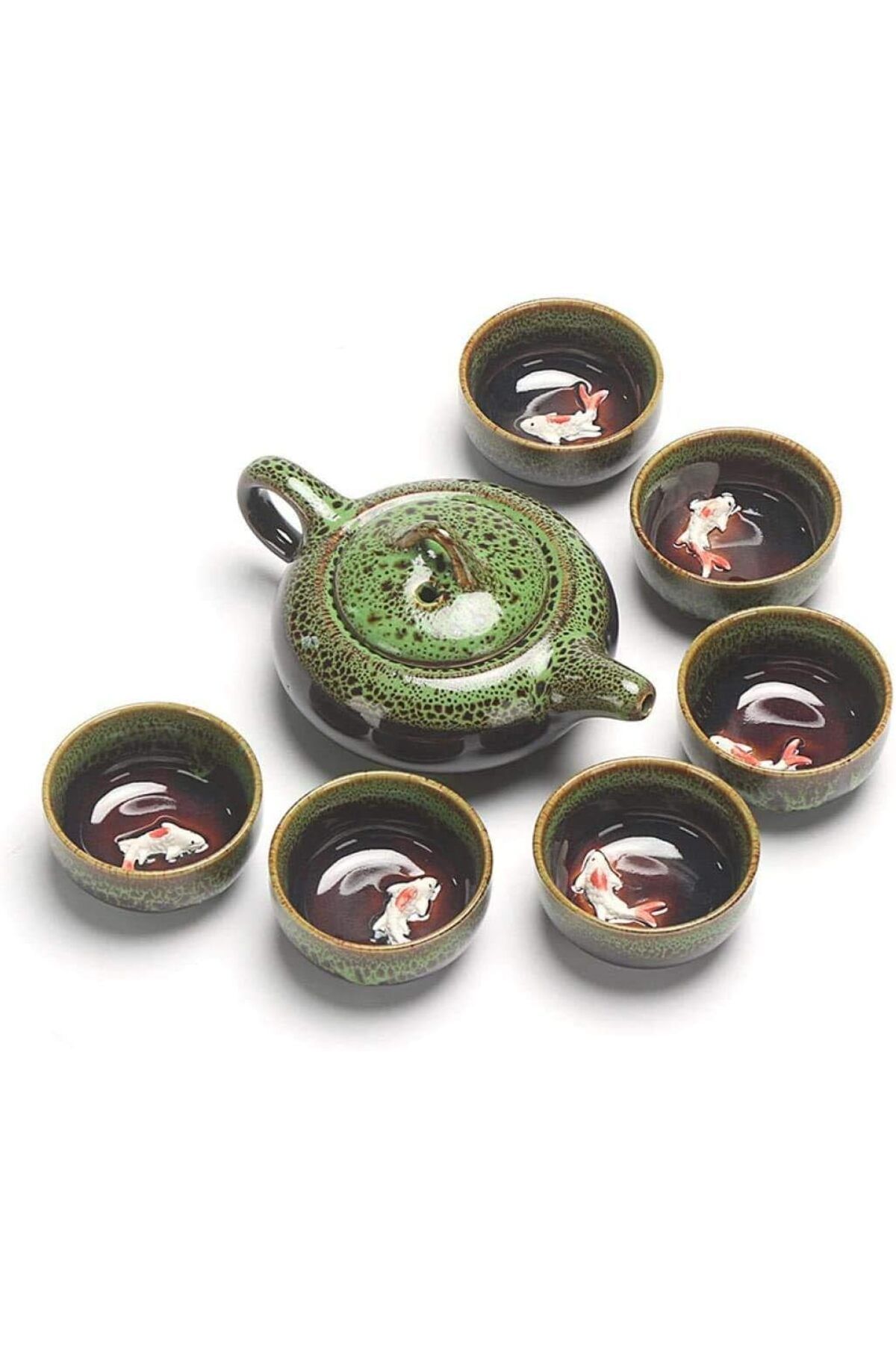Çaydanlık ve Fincan Takımı, Kung Fu Çay Seti, Çin ve Japon Retro El Yapımı - 1