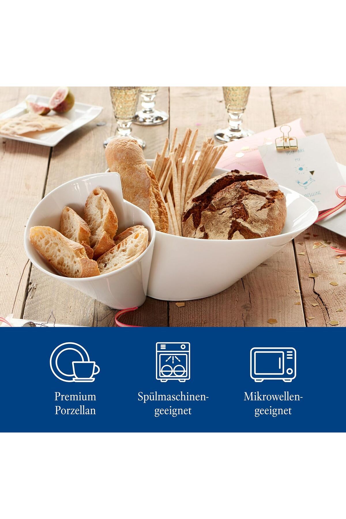 Villeroy & Boch-Newwave Eye Catcher Double Shell Premium Porcelain, 49 x 27 cm, Dishwasher Safe 2