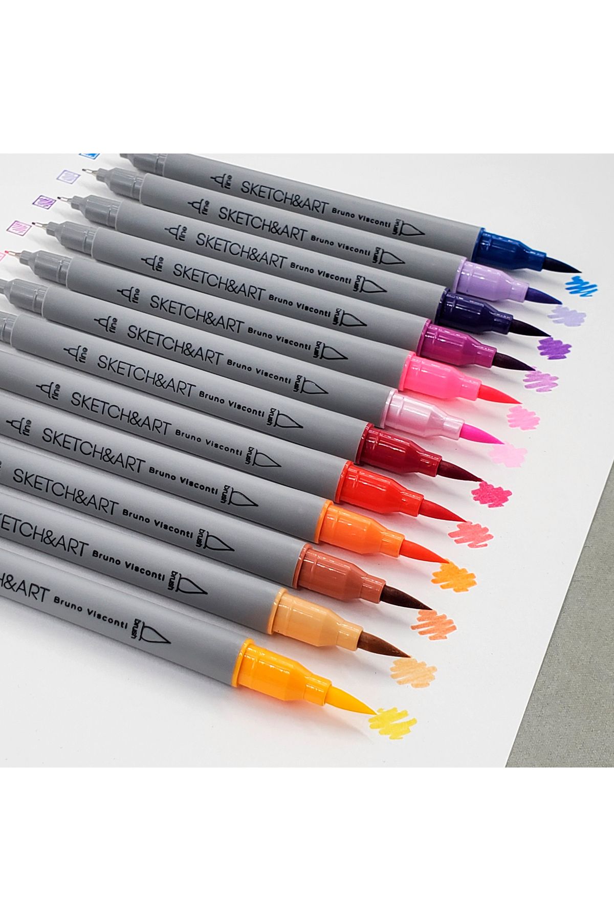 Bruno Visconti-SKETCH&ART Double Sided Brush Pen and Fineliner (Brush tip + Fine Tip) 24 Colors 3