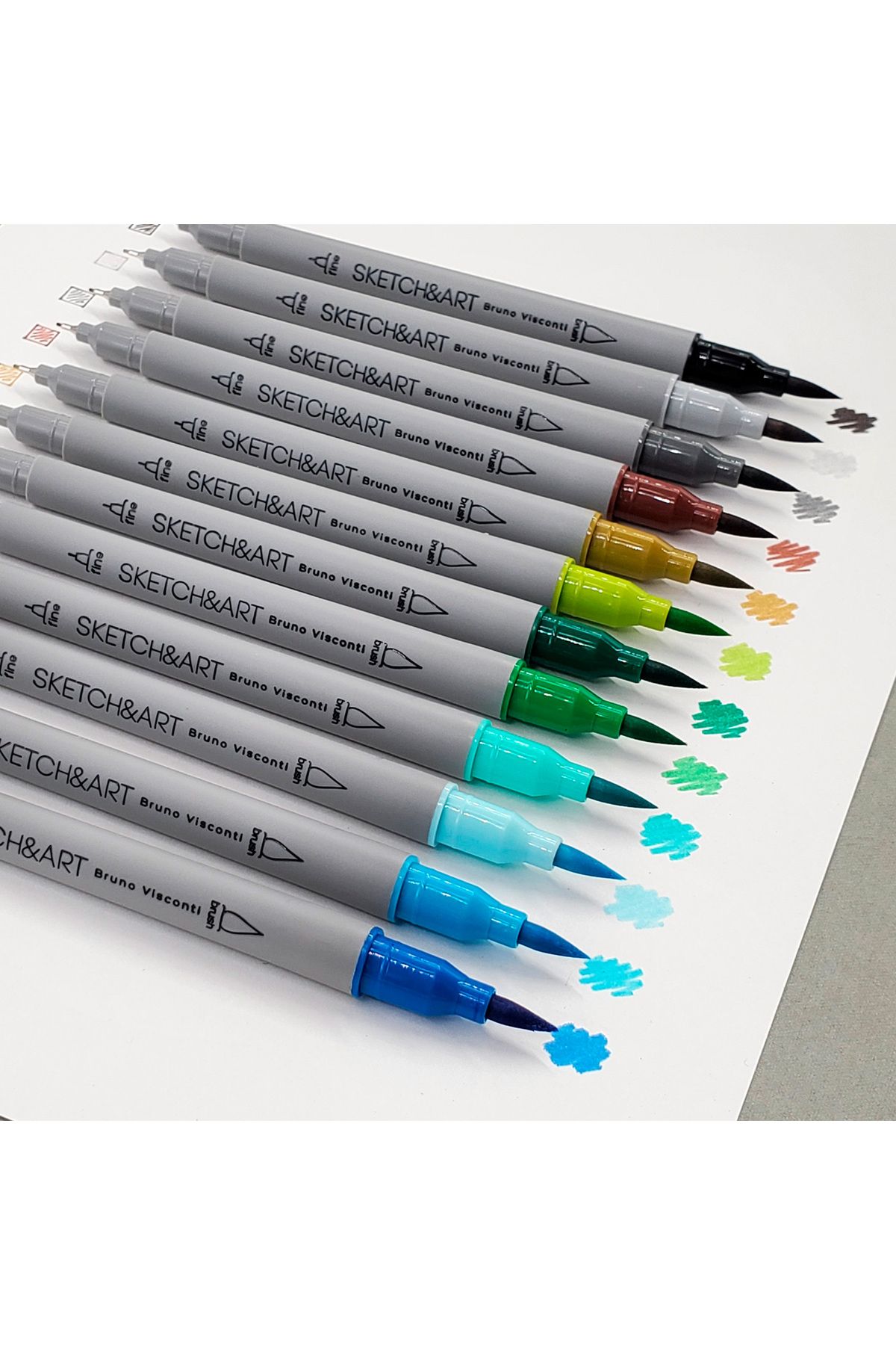 Bruno Visconti-SKETCH&ART Double Sided Brush Pen and Fineliner (Brush tip + Fine Tip) 24 Colors 4
