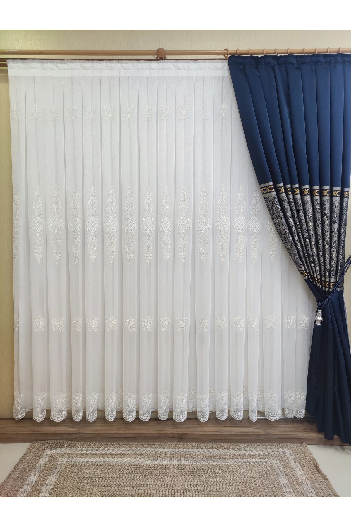 perhal perde ve halı Damaks Pearl 1-3 Perdea De Tul Cu Baterie Siglață, Perdea De Tul Nou Sezon Fără Dorit Fier - 100 x 250