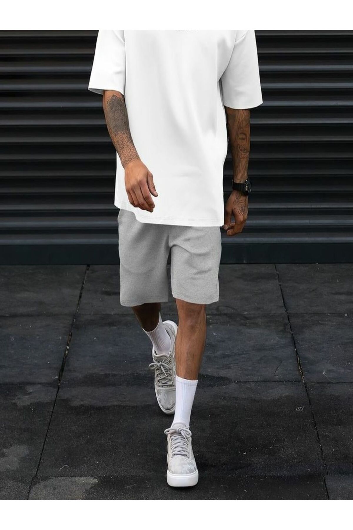 FUNSTYLE Pantaloni Scurți Gri Relaxați Pentru Bărbați Unisex - 5XL